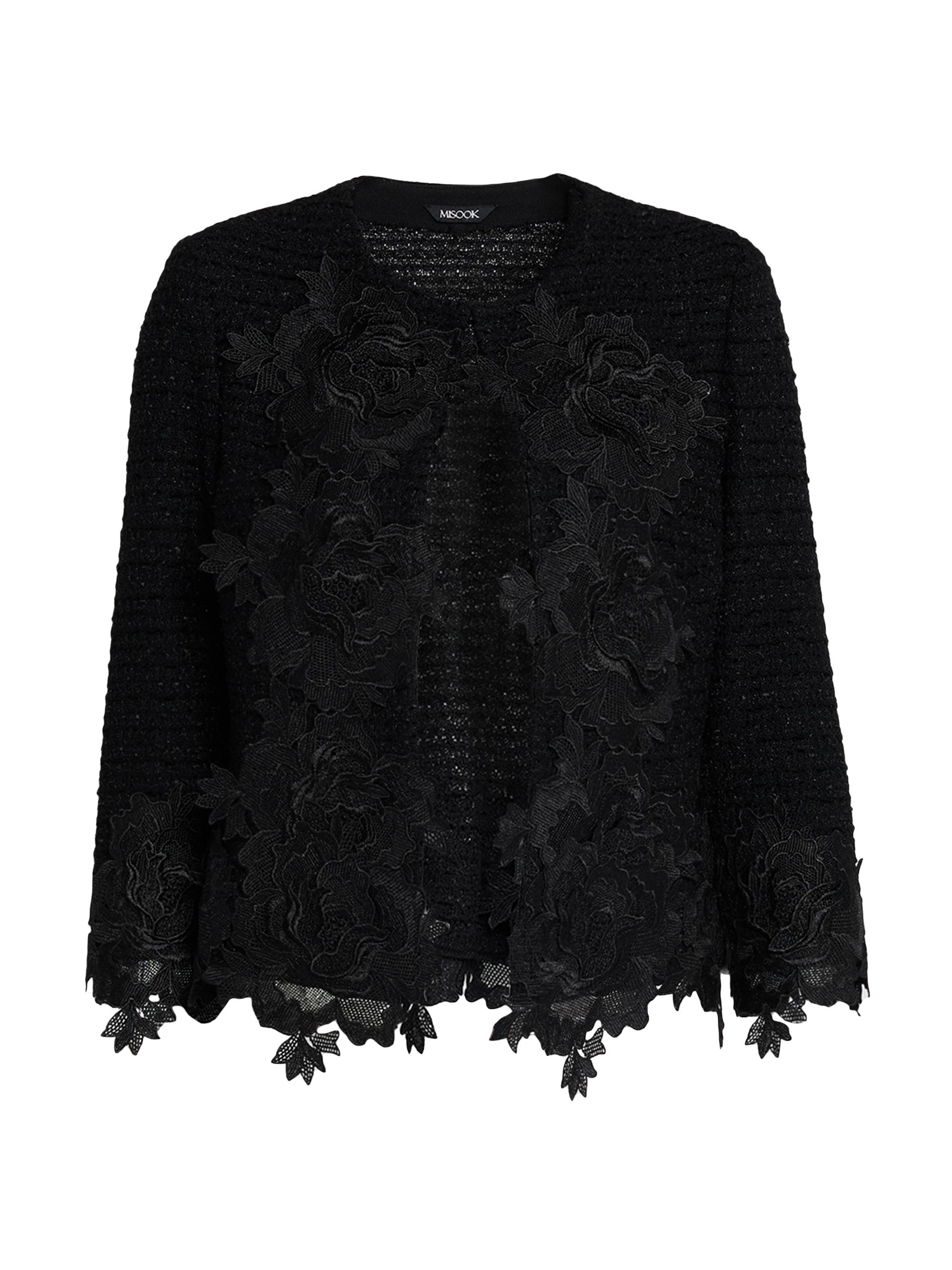 Oh My Goat Women's Floral Appliqué Open-Front Jacket - Bordeaux