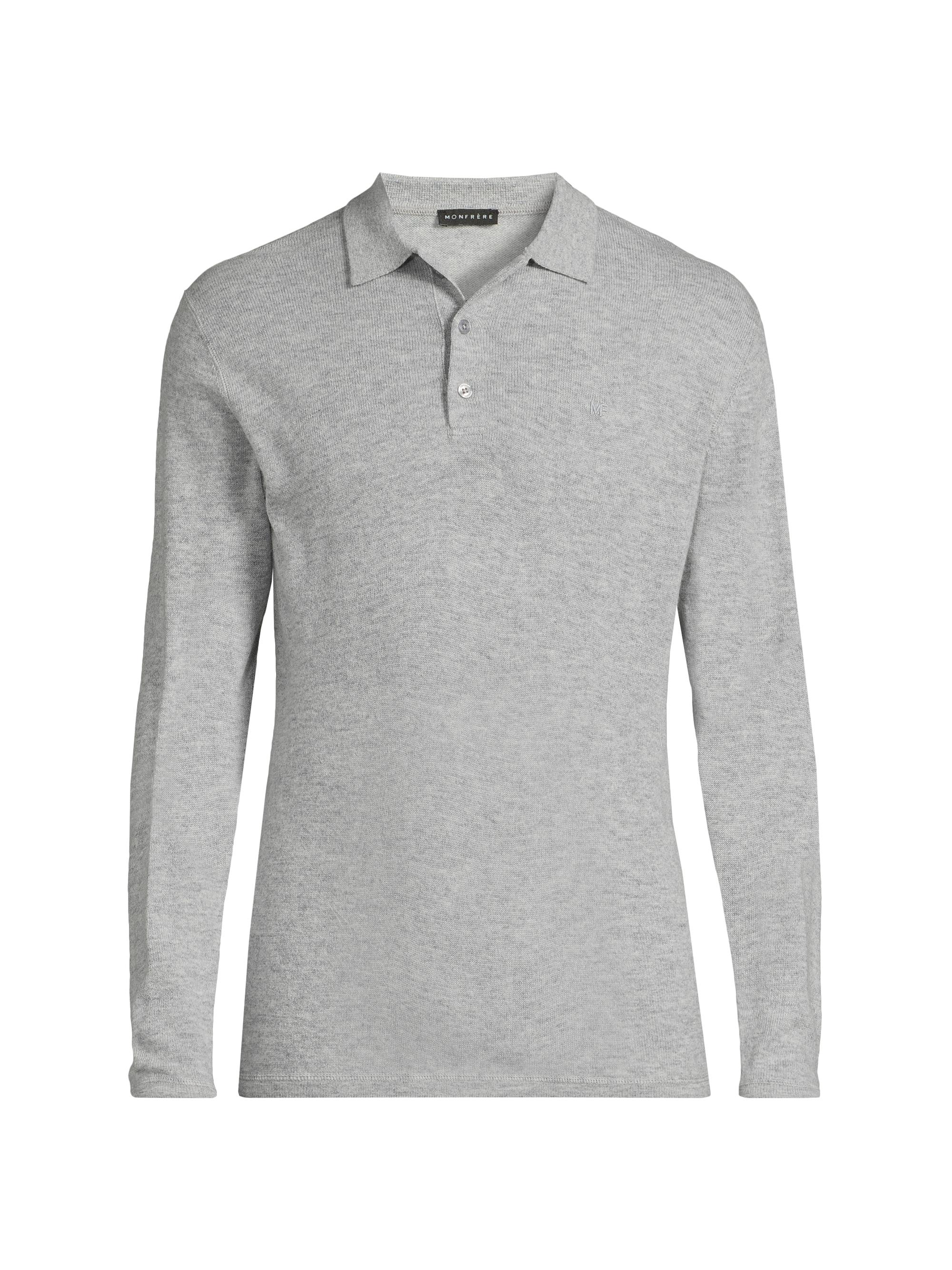 Monfrère Men's Pierce Long-Sleeve Polo Sweater - Polo Light Grey