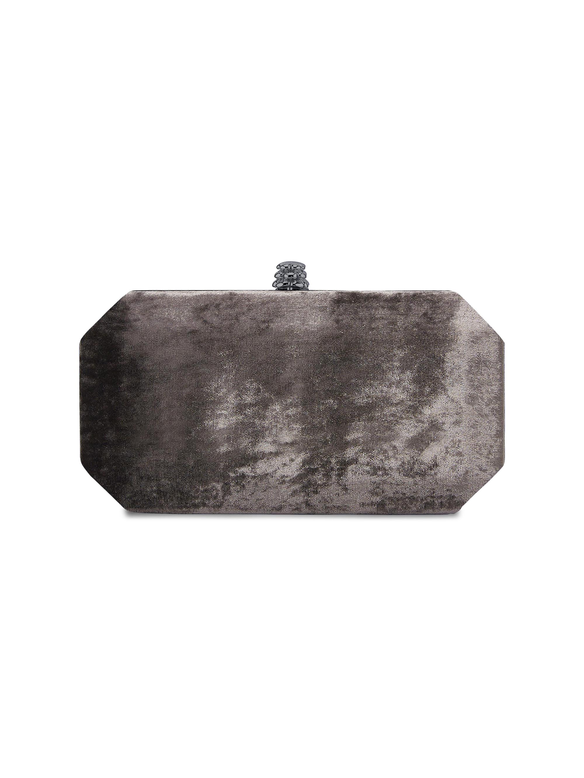 Tyler Ellis Women's Perry Clutch Small in Crushed Velvet with Gunmetal Hardware - Truffle