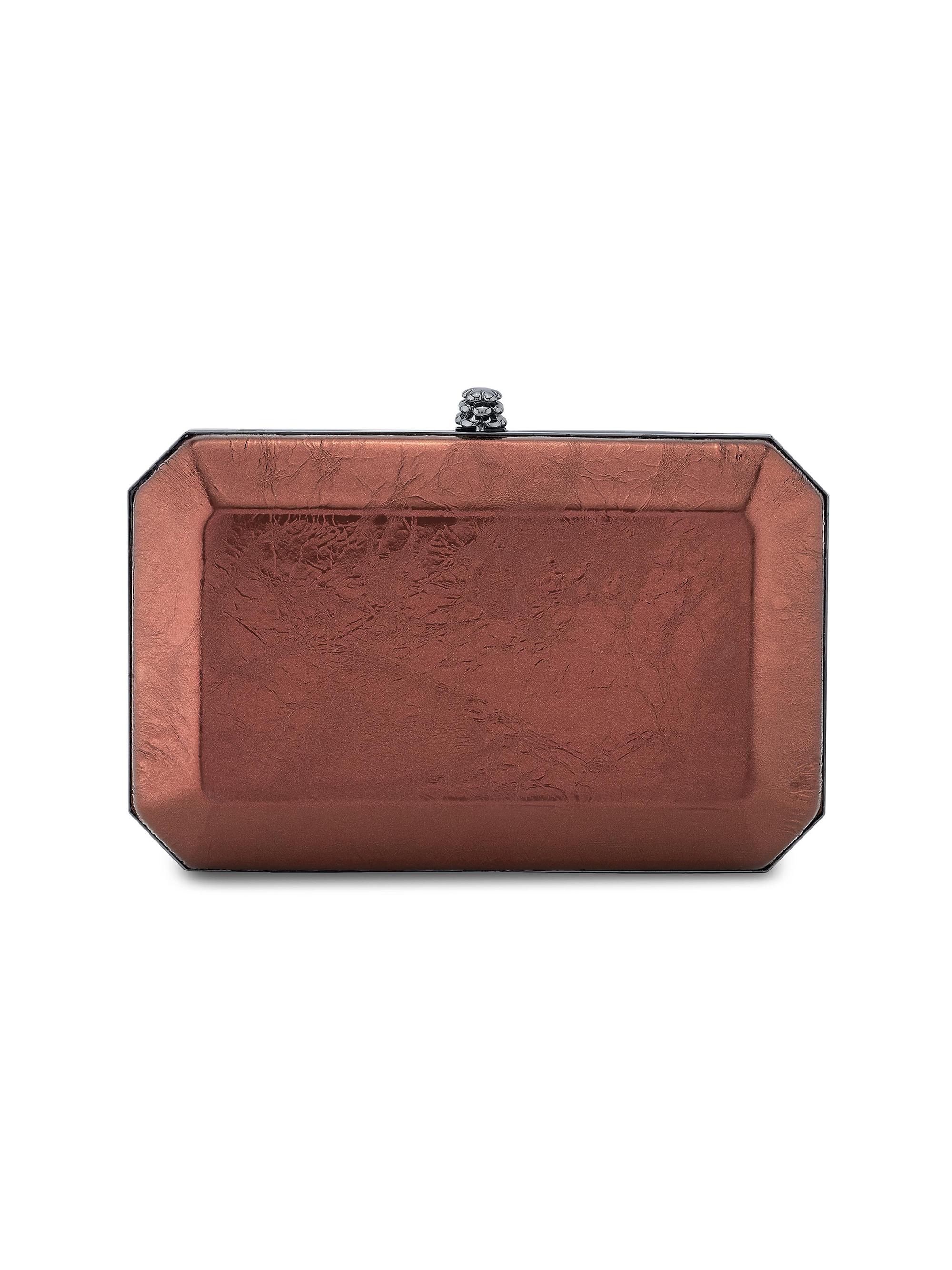 Tyler Ellis Women's Perry Clutch Medium Antiqued Leather with Gunmetal Hardware - Chocolate Truffle