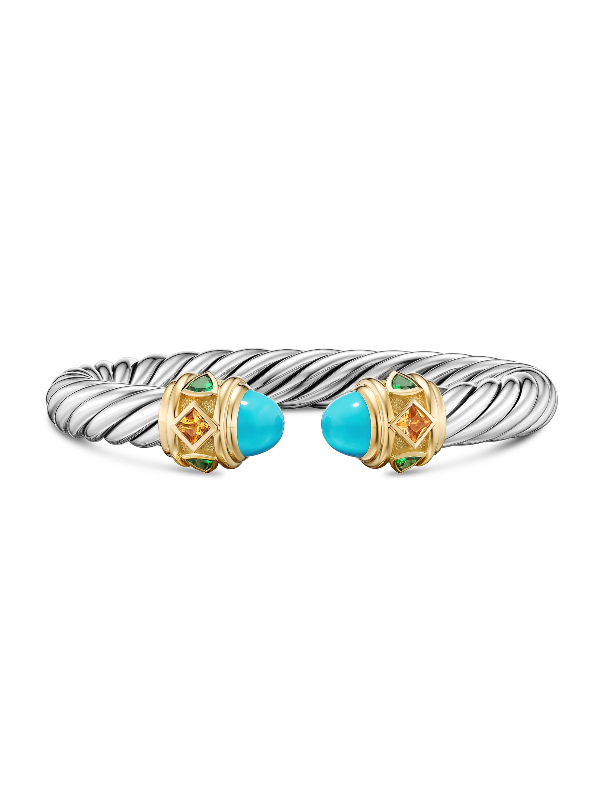 David Yurman Women's Renaissance Cable Flex Bracelet in Sterling Silver - Reconstituted Turquoise