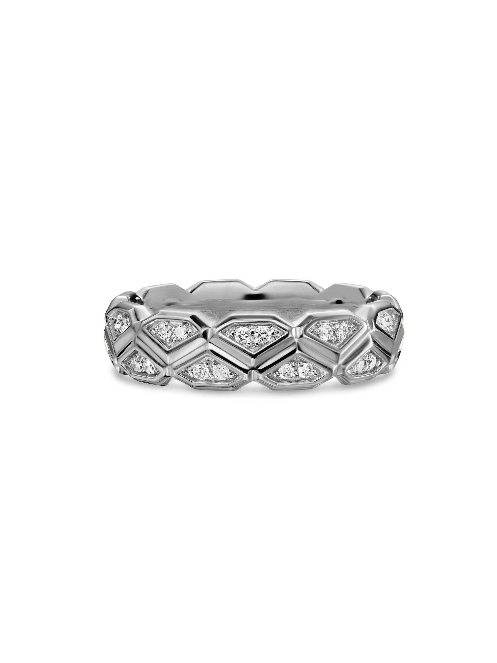 David Yurman Men's Hex Band Ring in Sterling Silver - Diamond