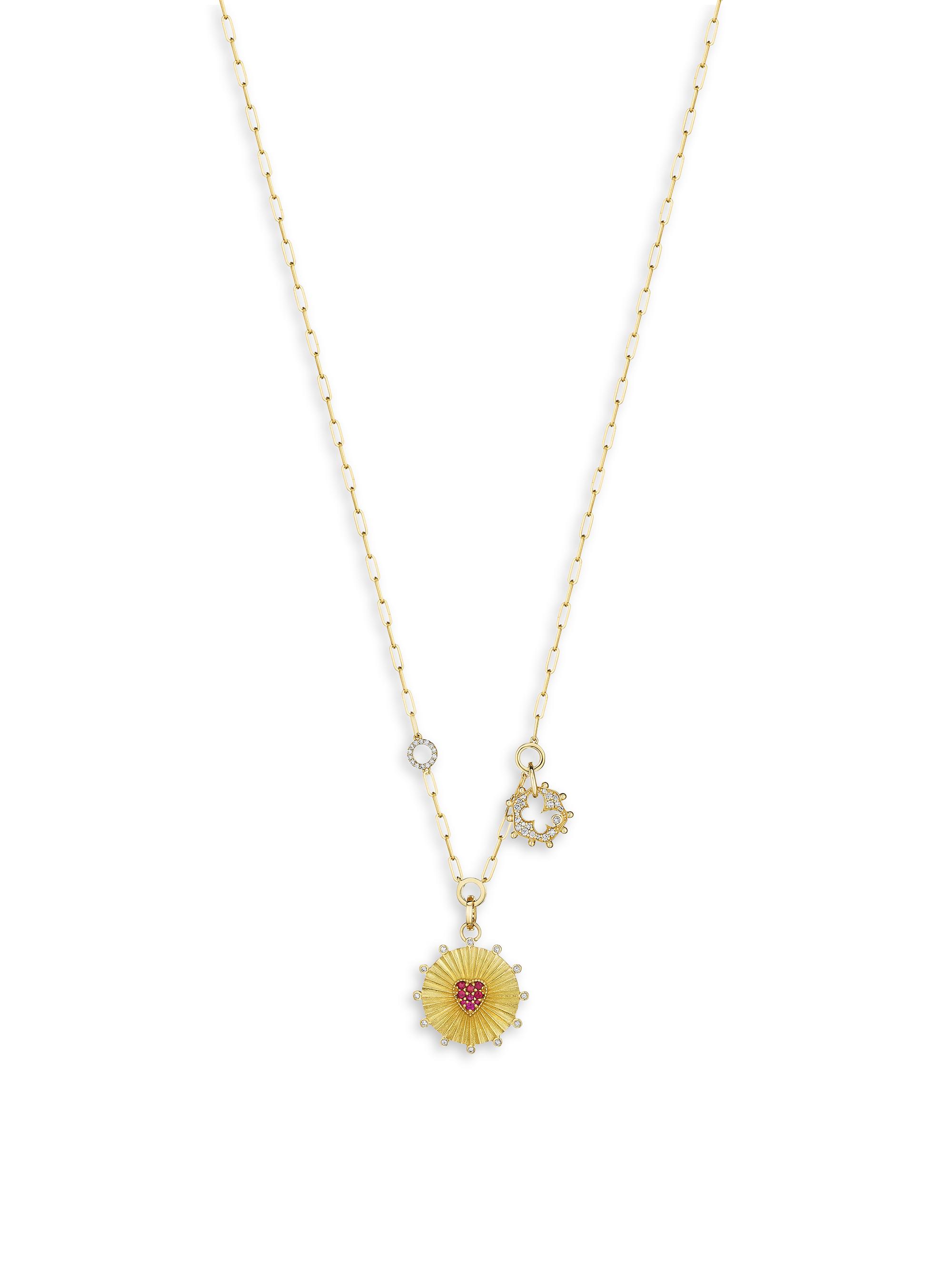 Hueb Women's Penka 18K Yellow Gold, 0.55 TCW Diamond & Ruby Charm Necklace - Yellow Gold