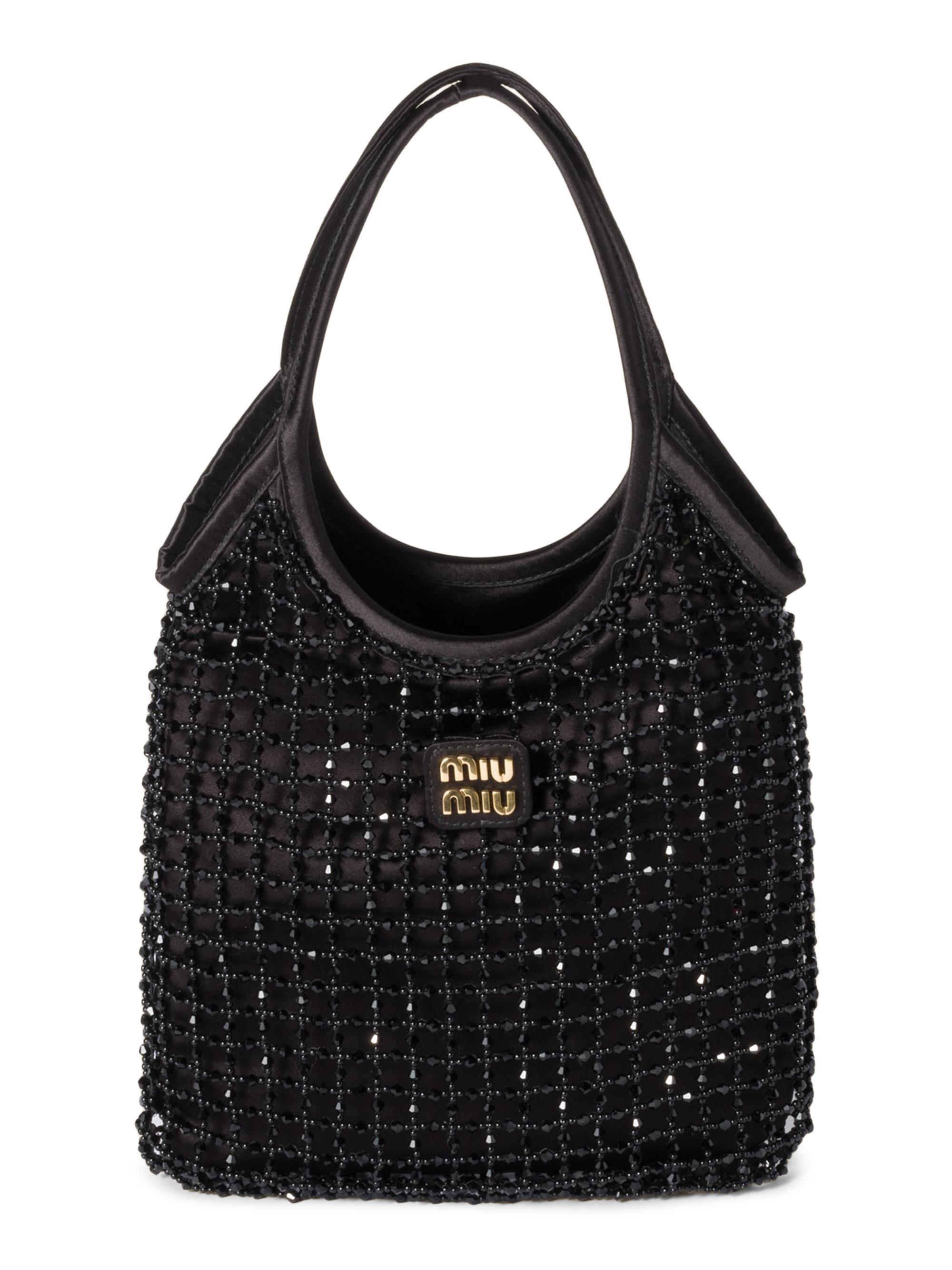 Miu Miu Women's Ivy Beaded Duchesse Shoulder Bag - Black