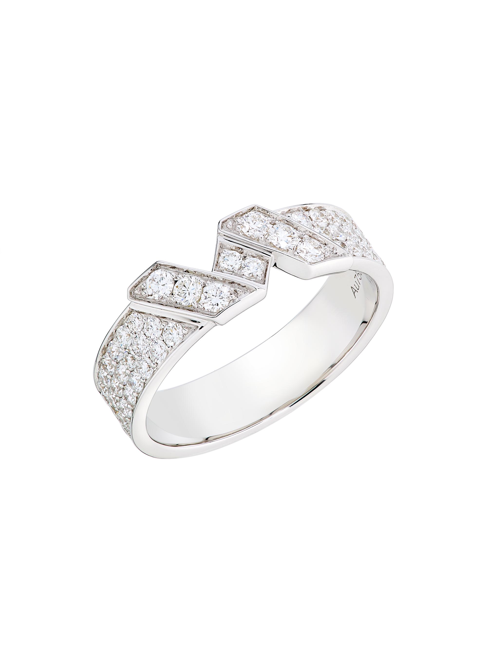 SAKS EST. 1924 Women's Helix Small Ring Full Pavé 1K Gold - White Gold