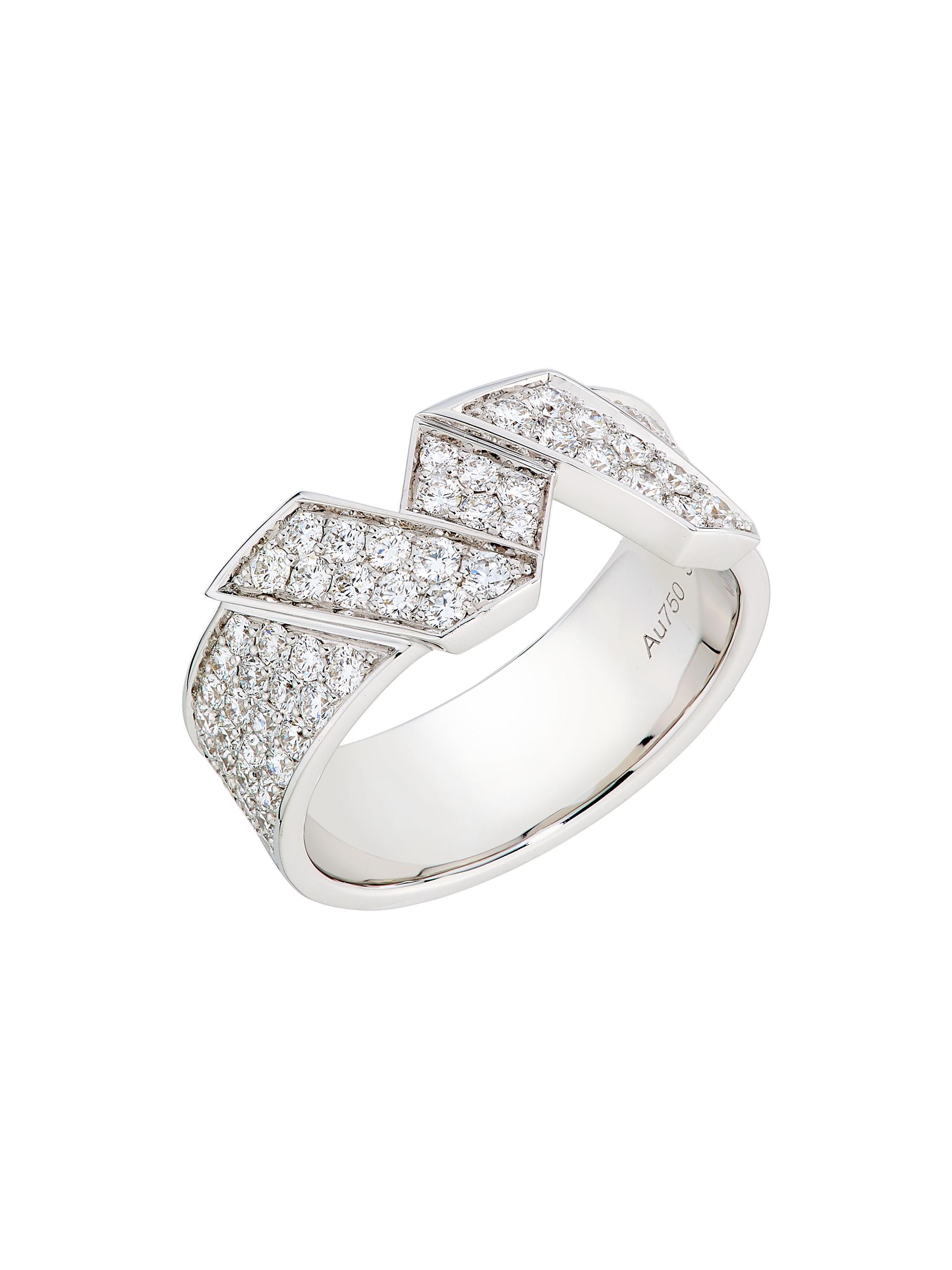 SAKS EST. 1924 Women's Helix Medium Ring Full Pavé 1K Gold - White Gold