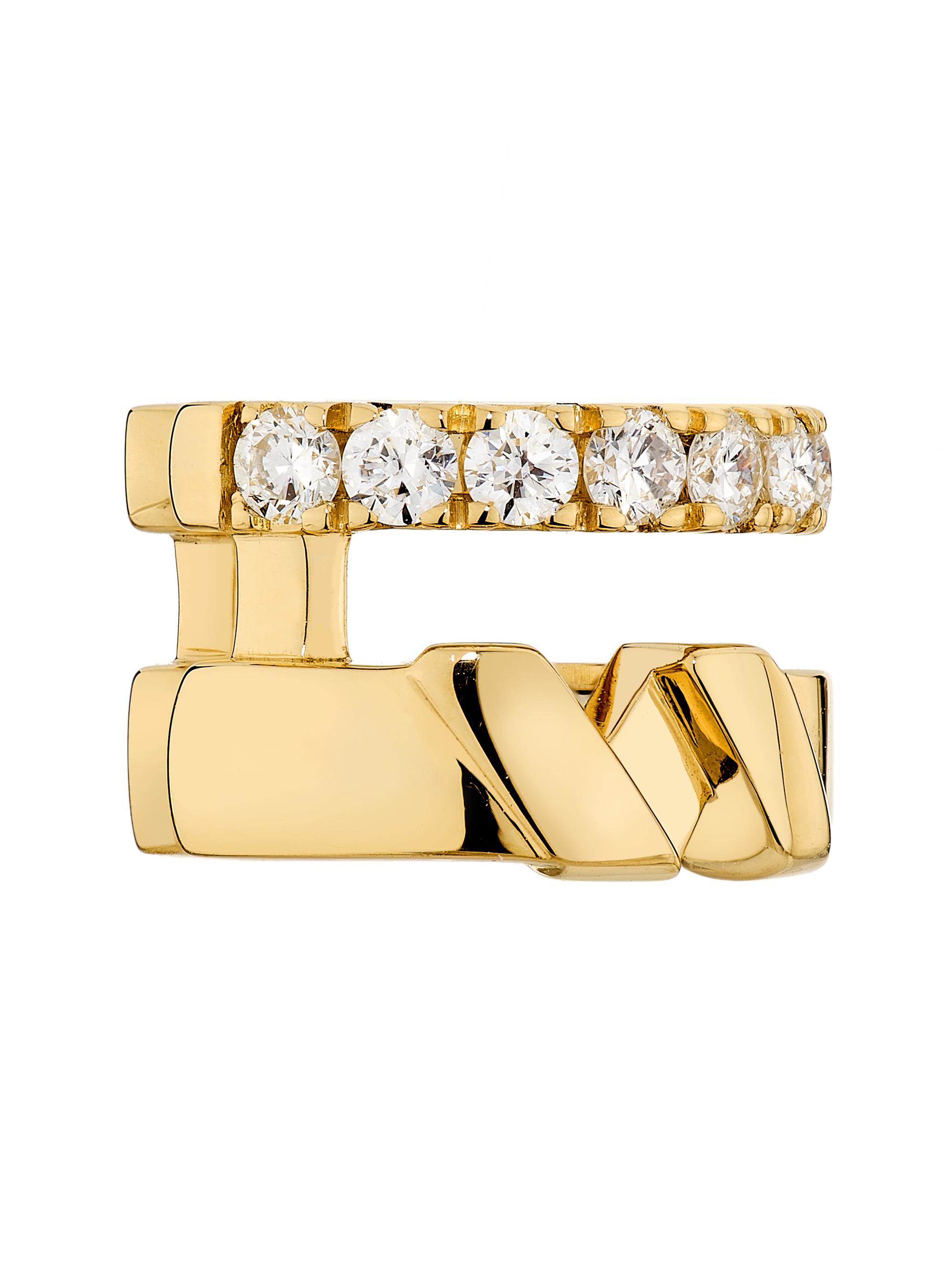 SAKS EST. 1924 Women's Helix Double Earcuff with Diamonds 18K Yellow Gold - Yellow Gold