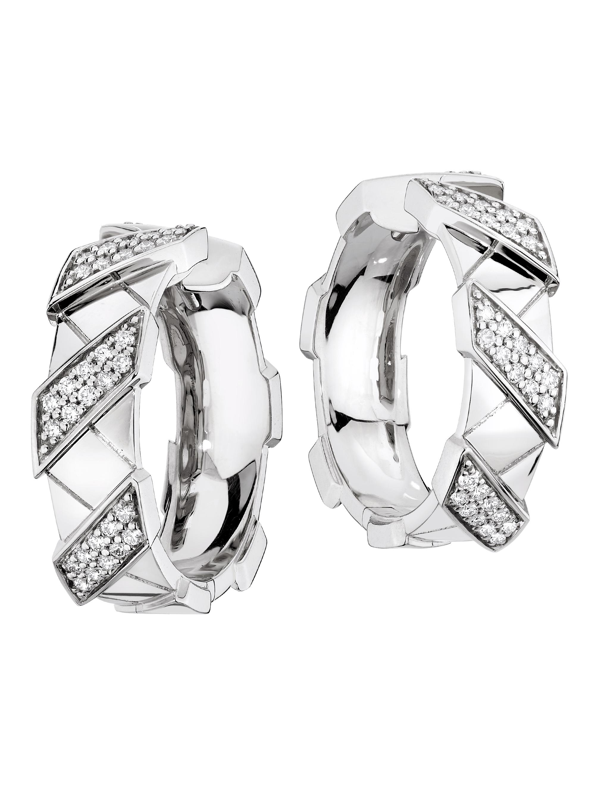 SAKS EST. 1924 Women's Helix Infinite  Hoop Earrings With Diamonds 18K Gold - White Gold