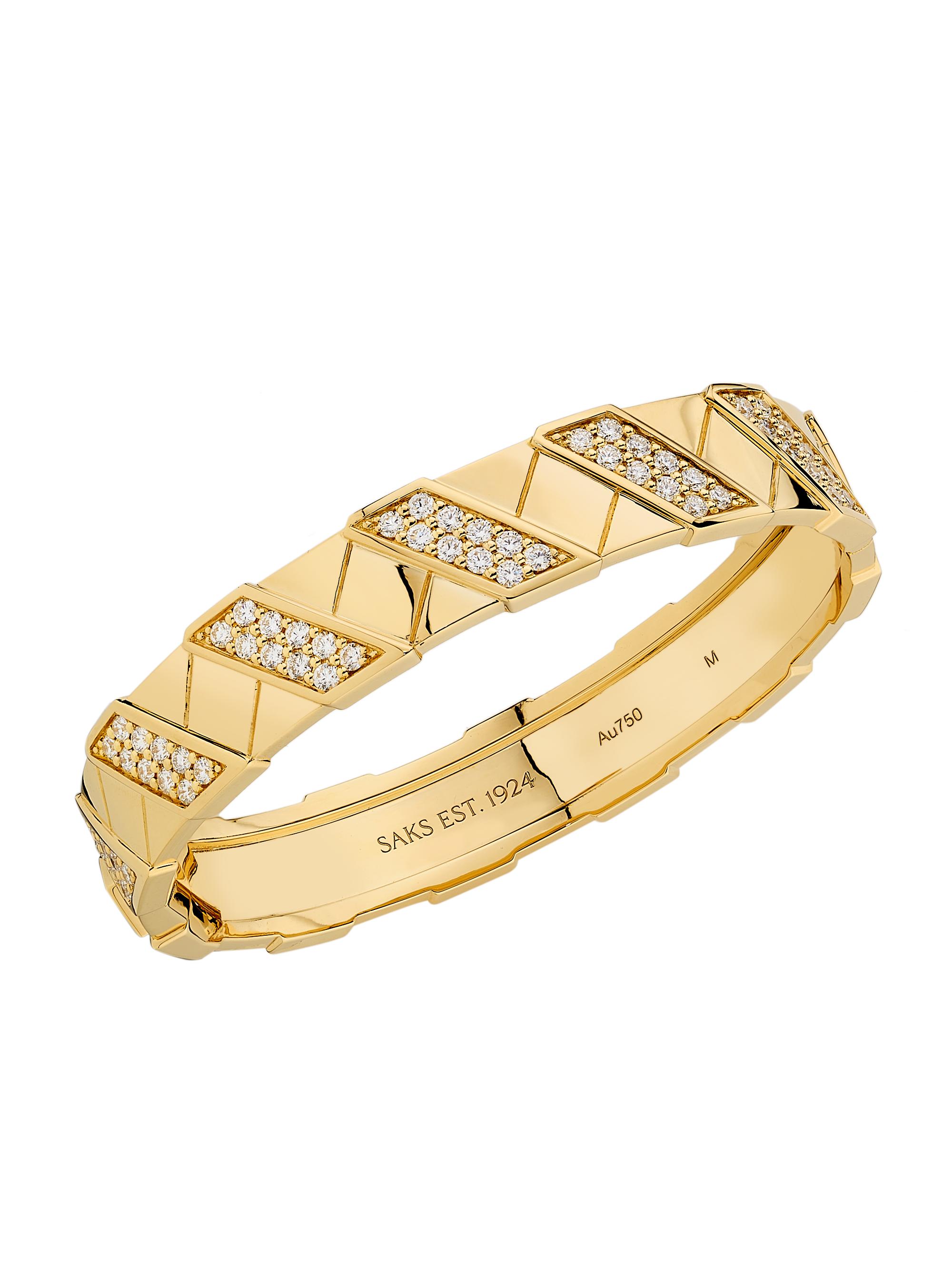 SAKS EST. 1924 Women's Helix Infinite Large Bangle with Diamonds 18K Yellow Gold - Yellow Gold