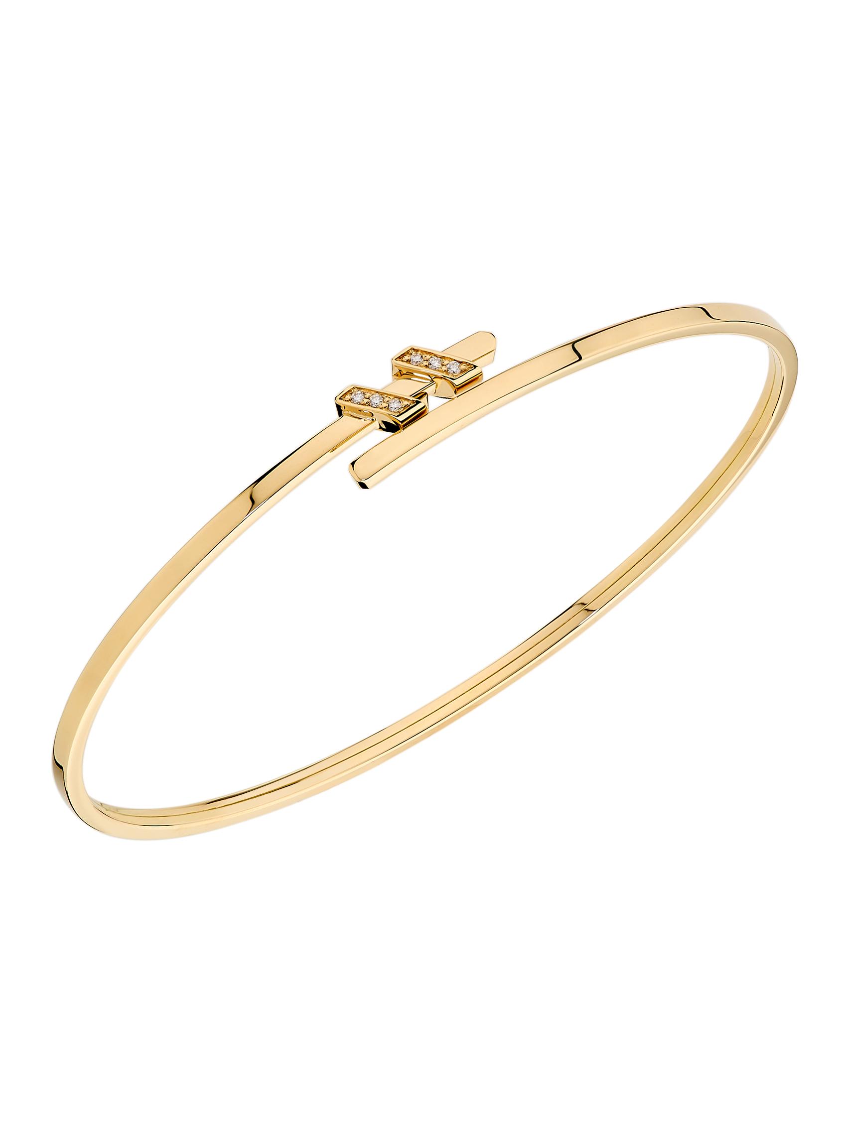SAKS EST. 1924 Women's Helix Torque Bangle With Diamonds 18K Gold - Yellow Gold