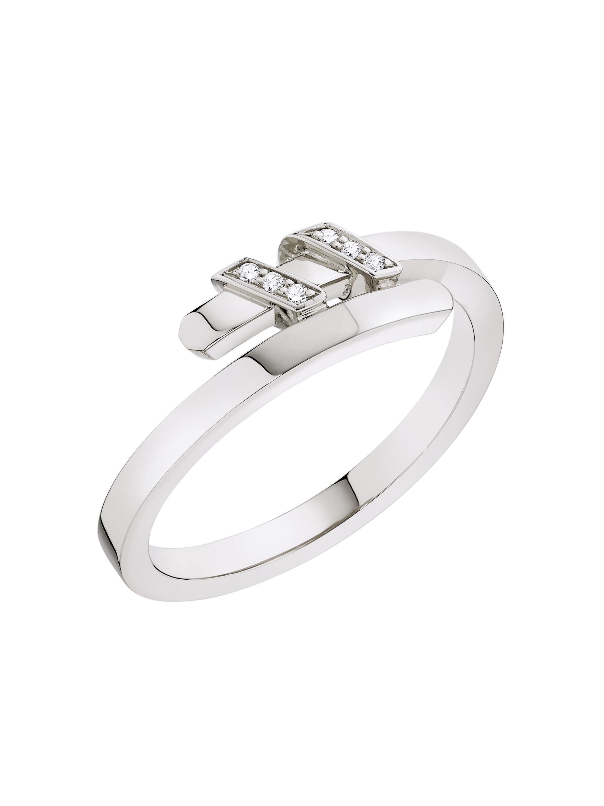 SAKS EST. 1924 Women's Helix Torque Ring With Diamonds 18K Gold - White Gold