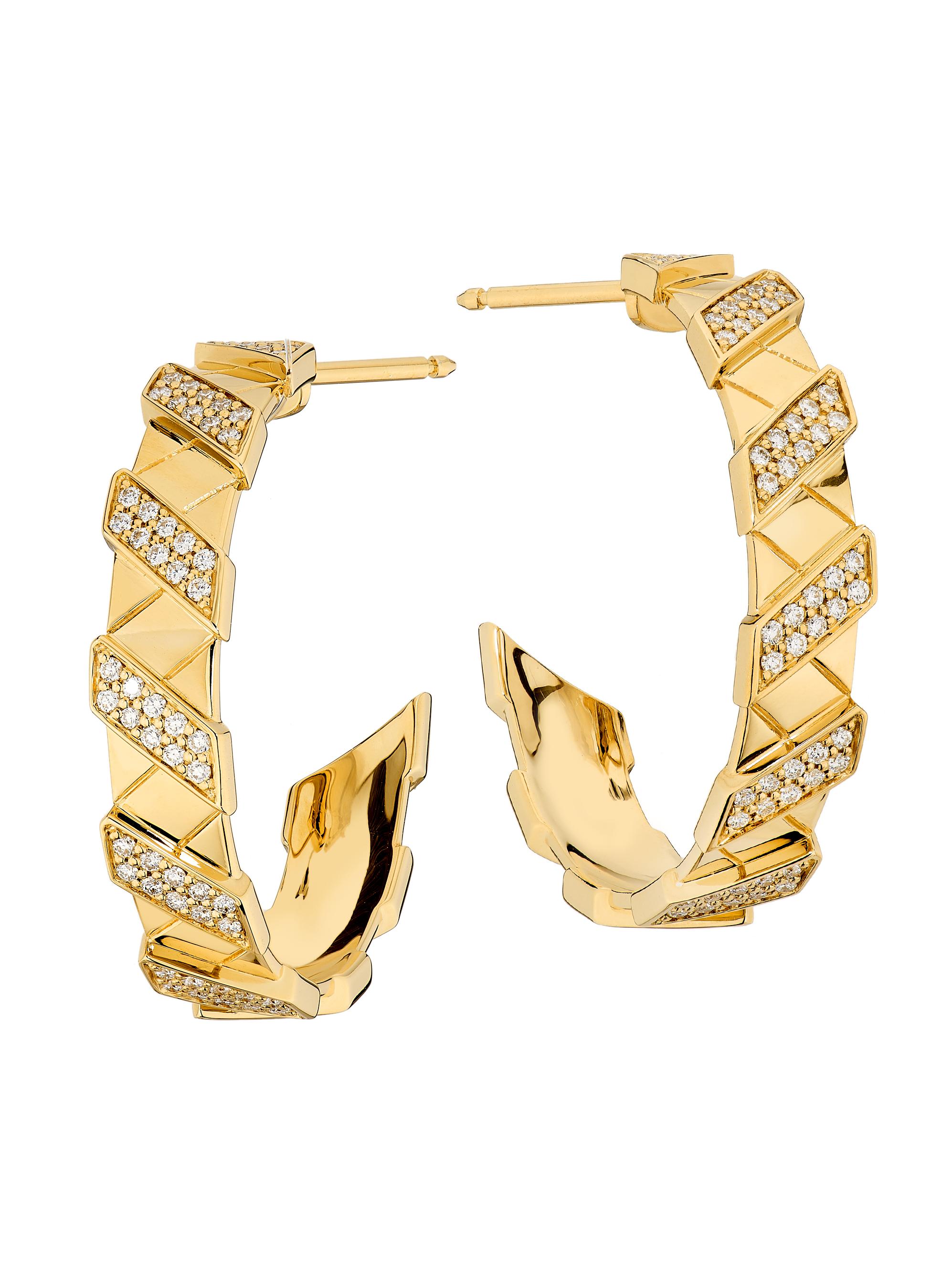 SAKS EST. 1924 Women's Helix Infinite  Hoop Earrings With Diamonds 18K Gold - Yellow Gold