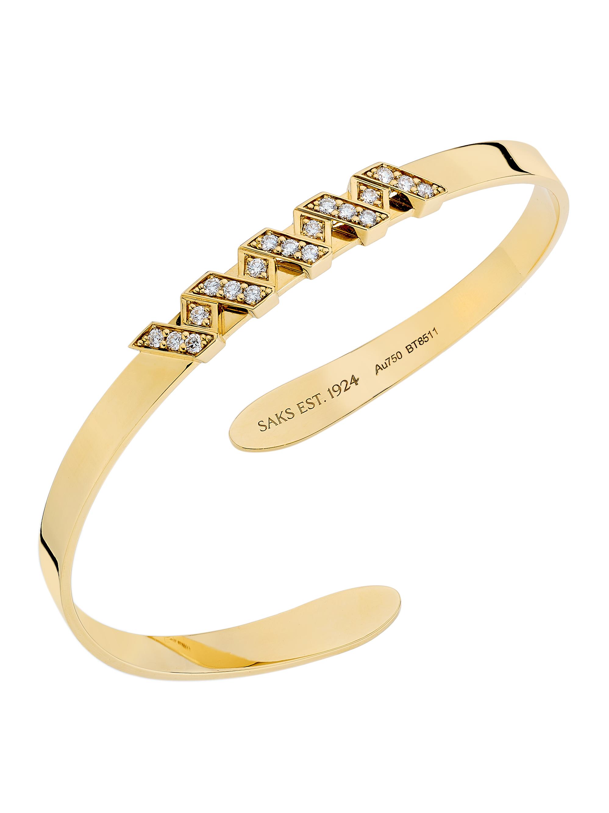 SAKS EST. 1924 Women's Helix Arm Cuff Full Pavé 18K Yellow Gold - Yellow Gold