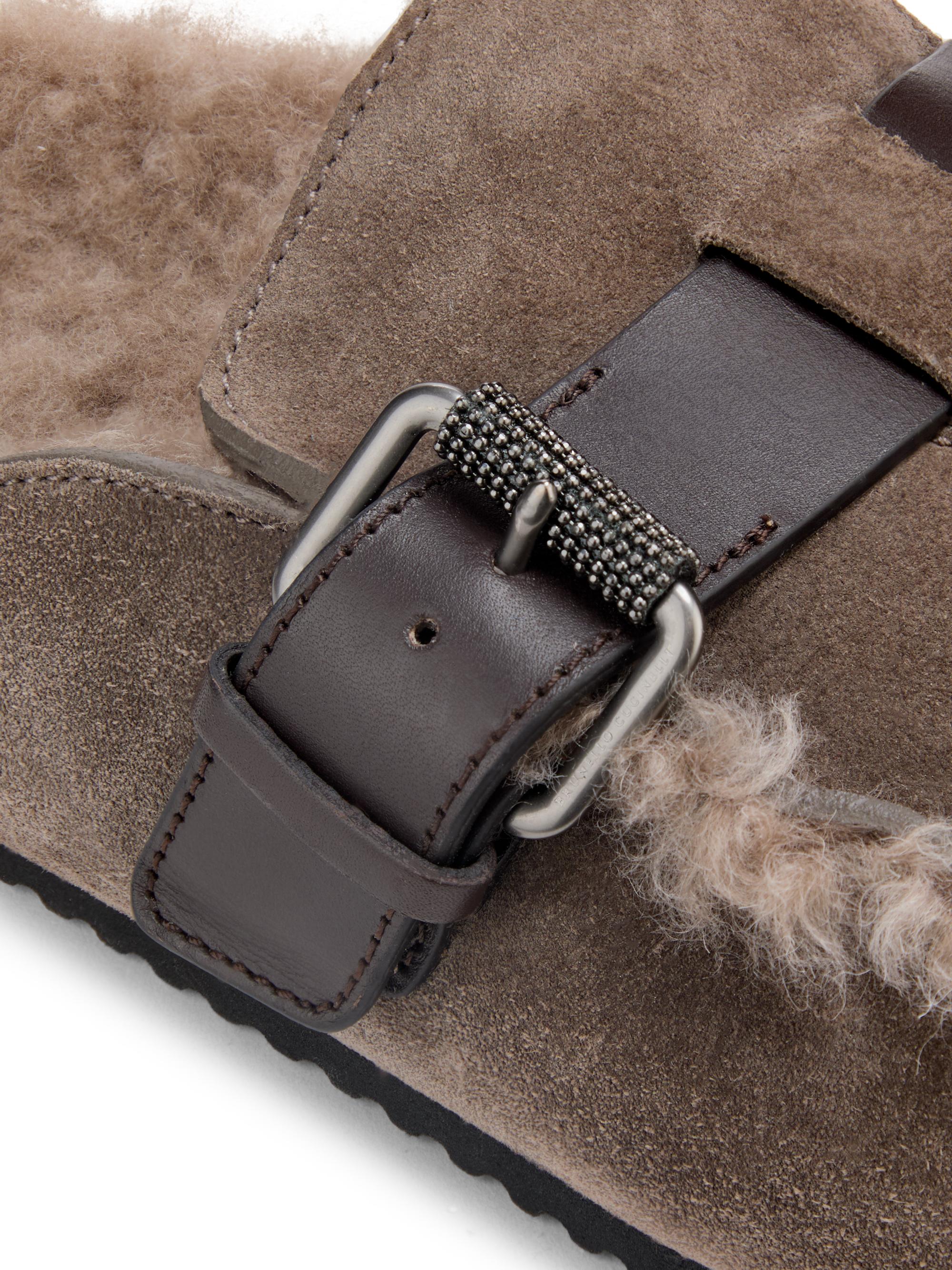 Brunello Cucinelli Shearling-Lined Suede Mules | Saks Fifth Avenue