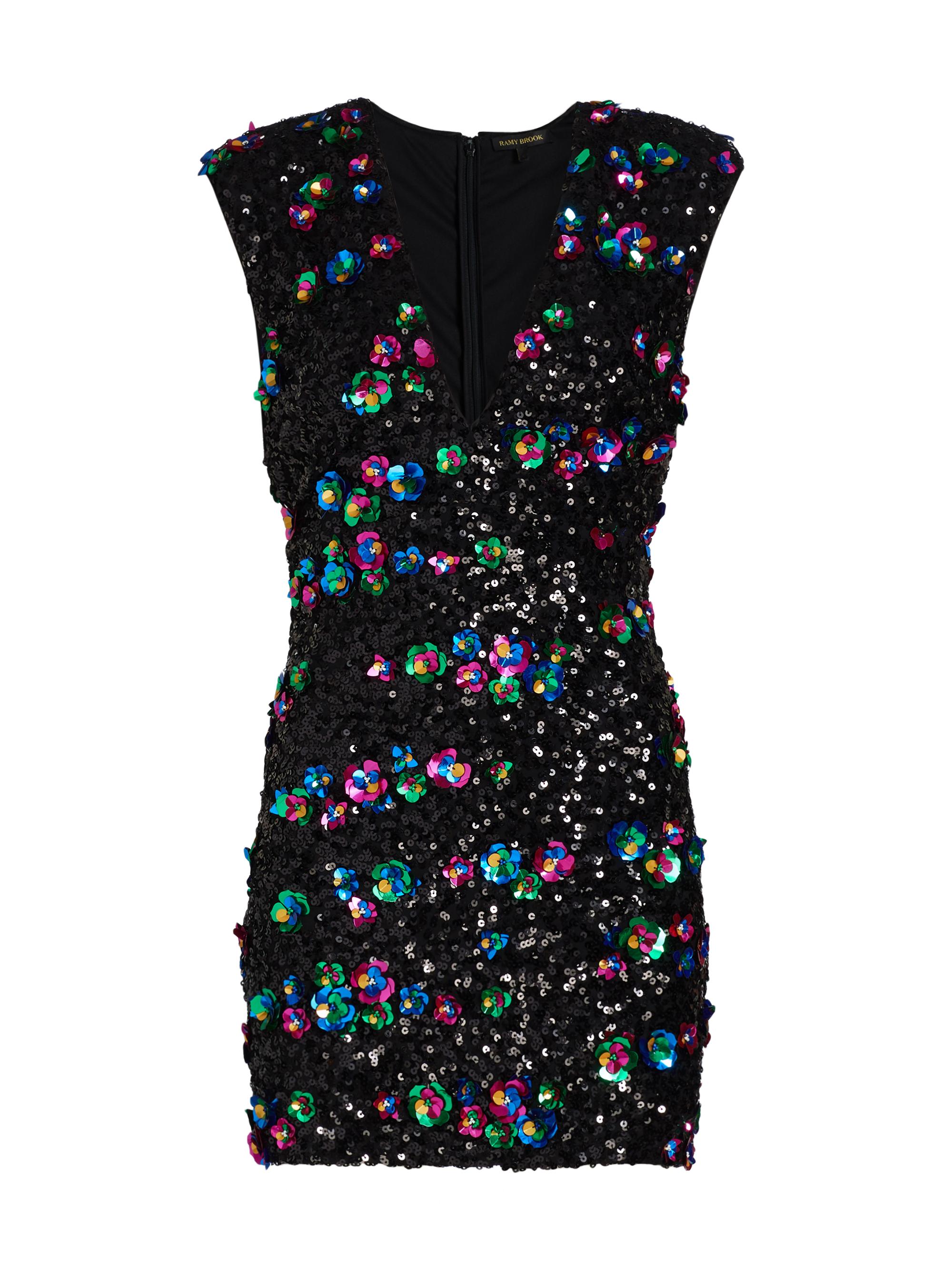 Lacey Rosette-Embellished Sequined Minidress