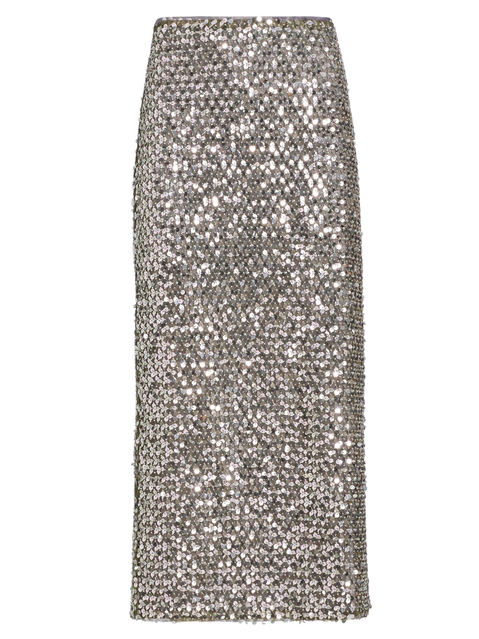 Ramy Brook Women's Timothy Sequin-Embellished Mesh Midi-Skirt - Platinum Sequin
