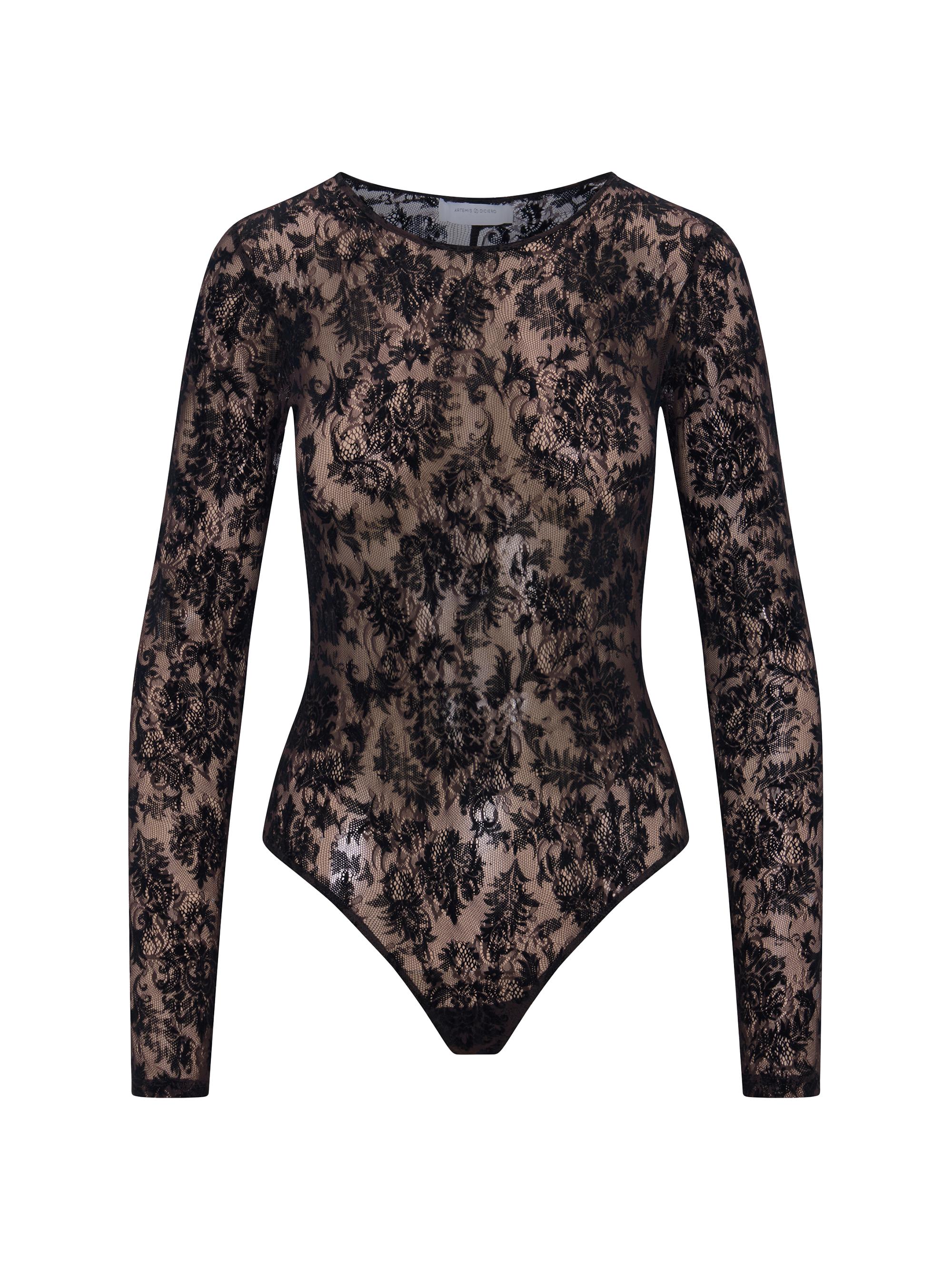 Artemis Diciero Women's Core Dasha Lace Long-Sleeve Bodysuit - Black