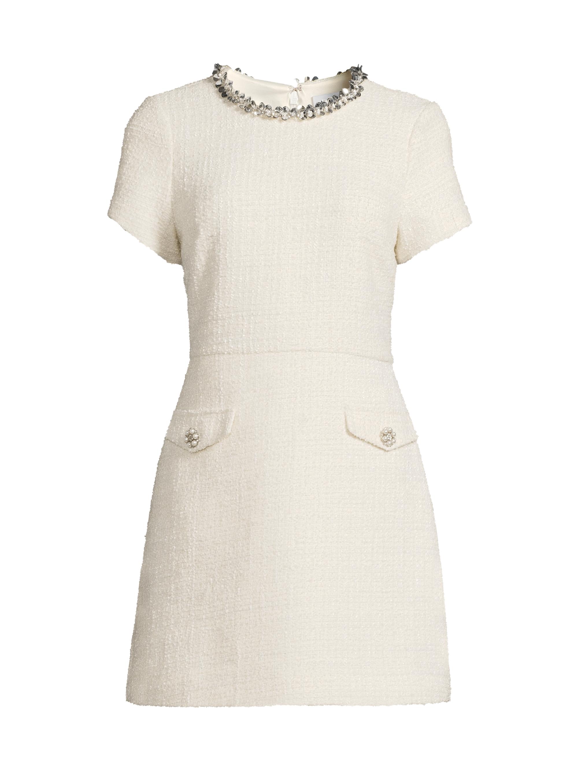Likely Women's Drop 11 Daria Embellished-Trim Tweed Minidress - White