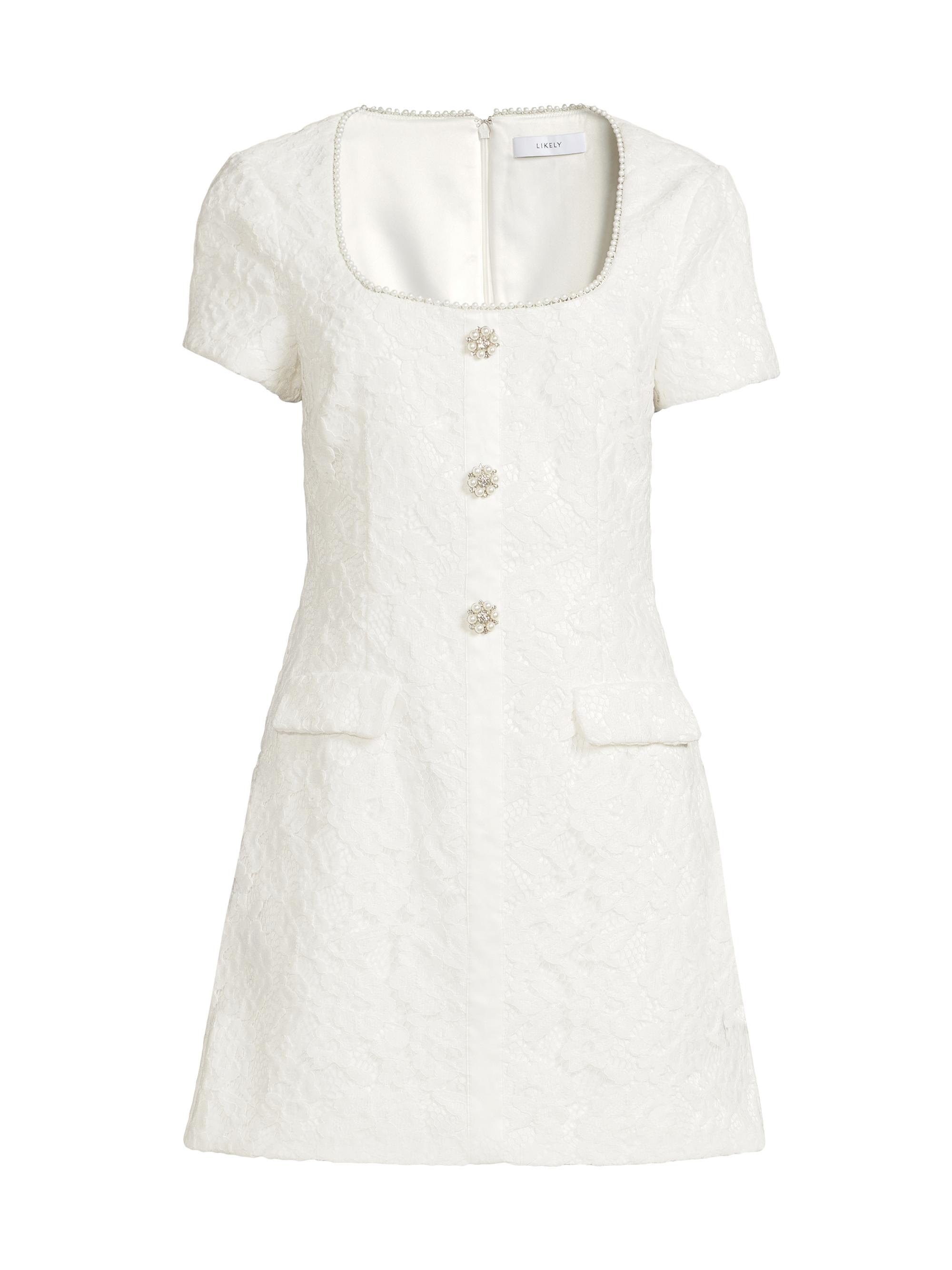 Likely Women's Drop 12 Sergio Imitation Pearl & Crystal-Embellished Jacquard Lace Minidress - White