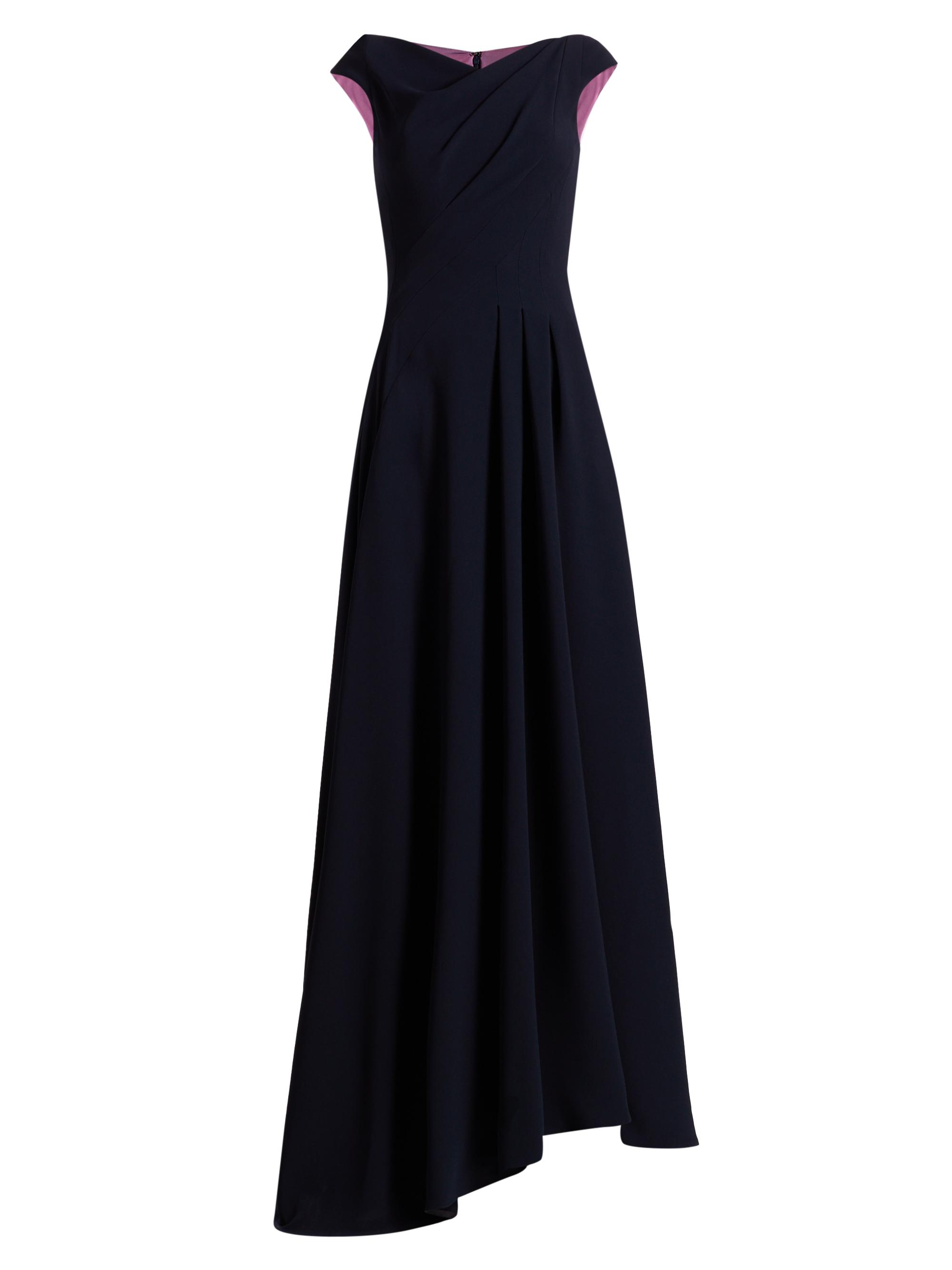 Talbot Runhof Women's Pleated Cap-Sleeve A-Line Gown - Midnight