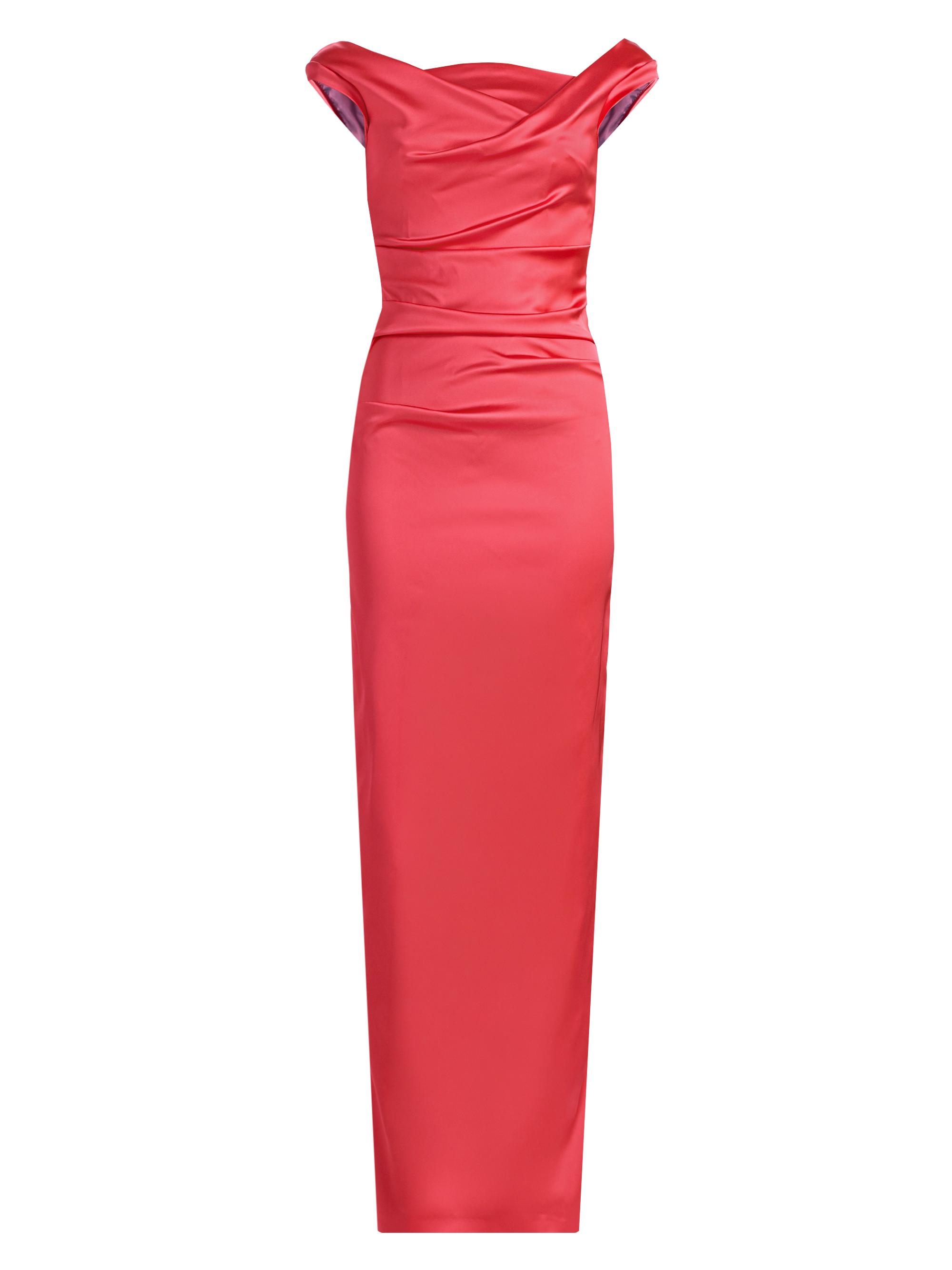 Talbot Runhof Women's Cowlneck Satin Column Gown - Shocking