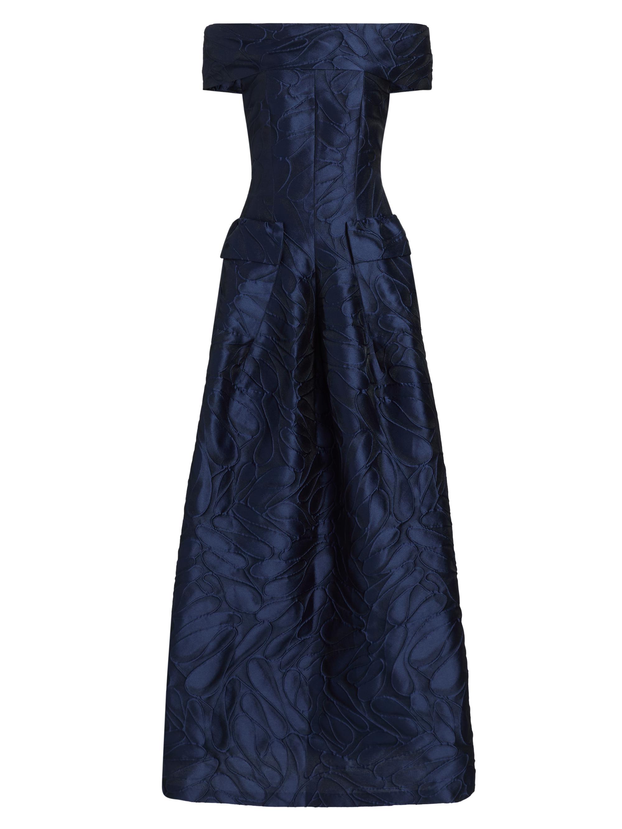 Talbot Runhof Women's Honeydrop Jacquard Off-the-Shoulder Ballgown - Royal Navy
