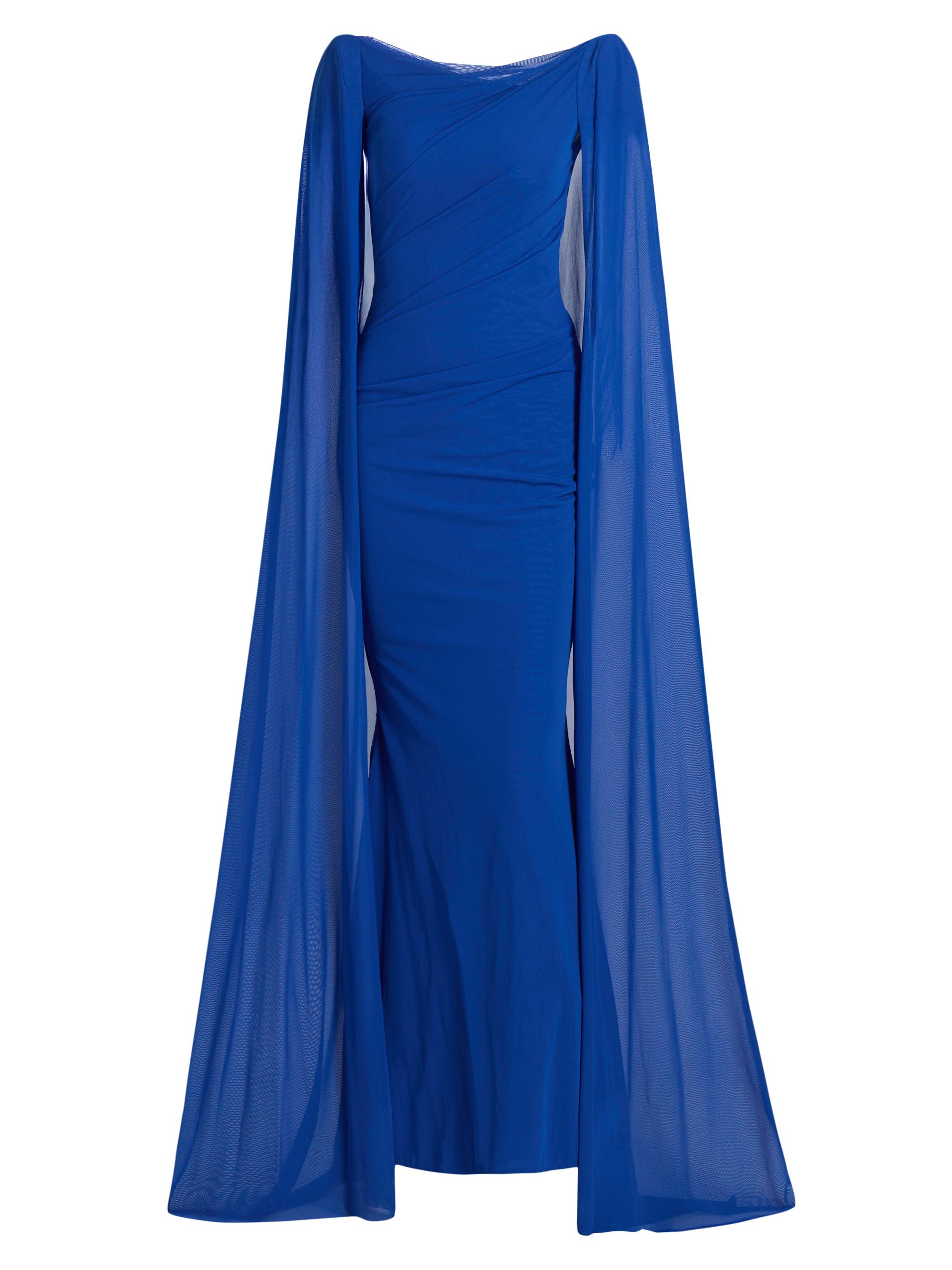 Talbot Runhof Women's Chiffon Cape-Sleeve Sheath Gown - Royal