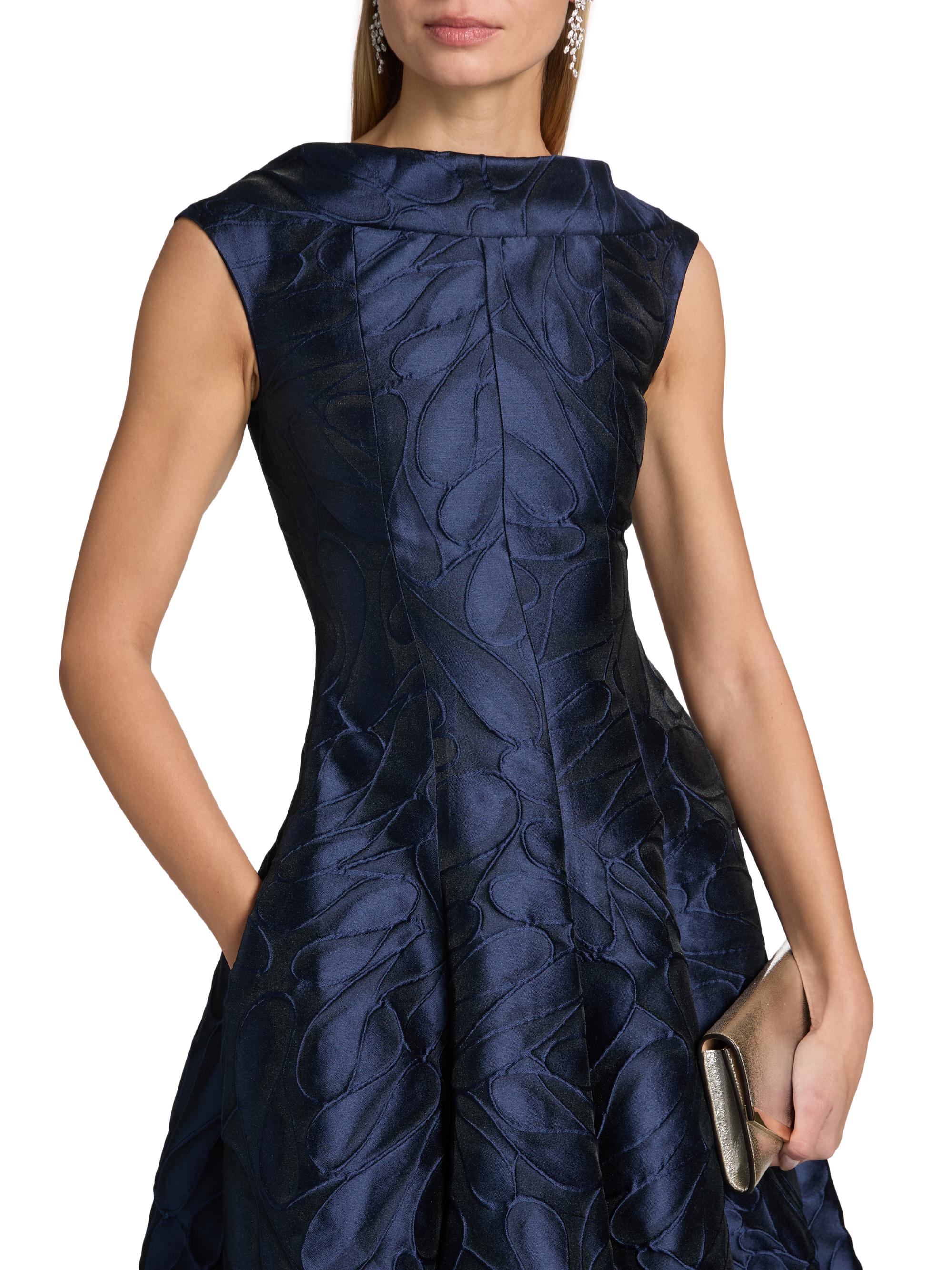 Talbot Runhof Women's Honeydrop Jacquard Cocktail Dress - Royal Navy - Size 2