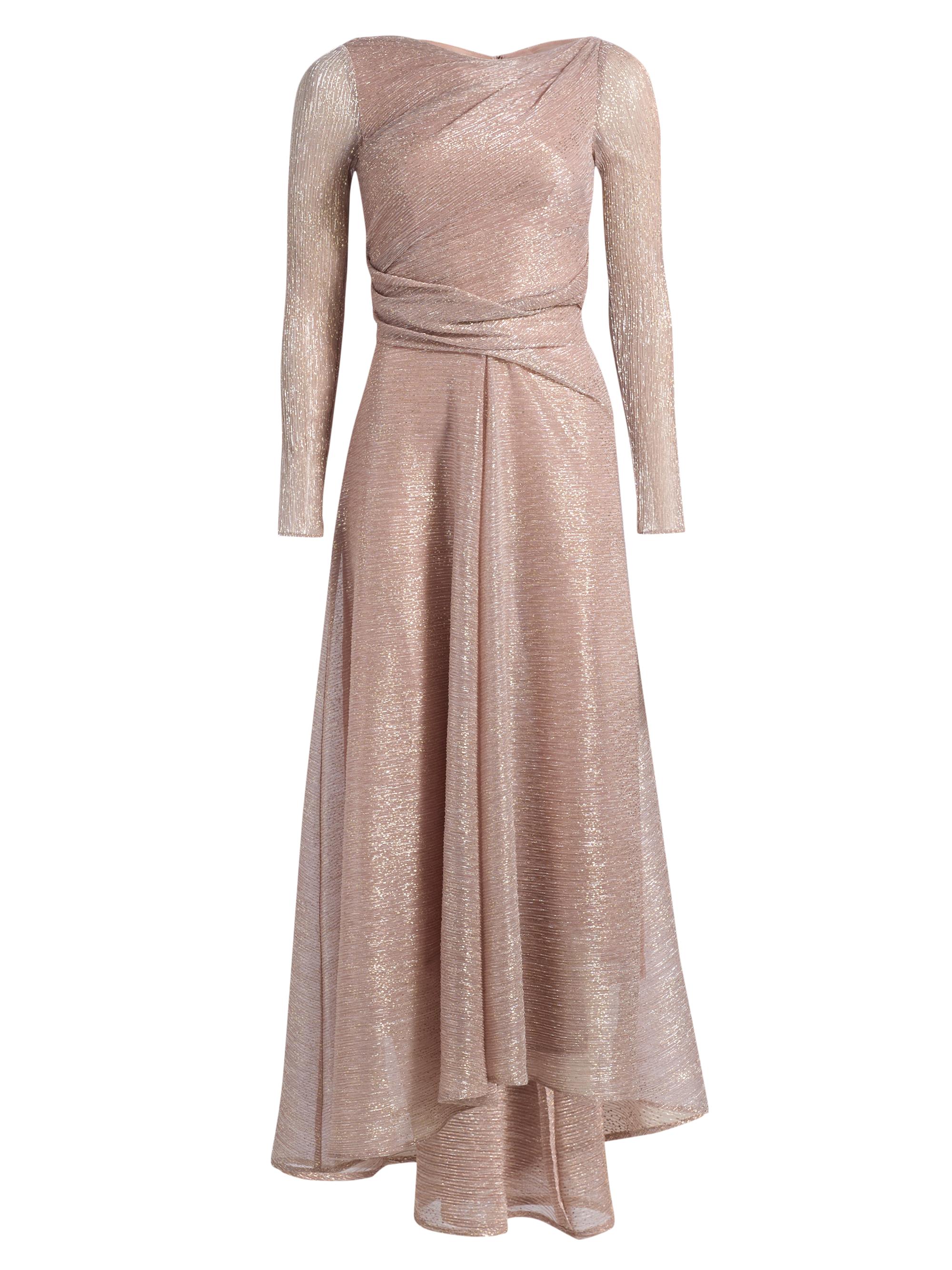 Talbot Runhof Women's Metallic Voile Boatneck Gown - Blush