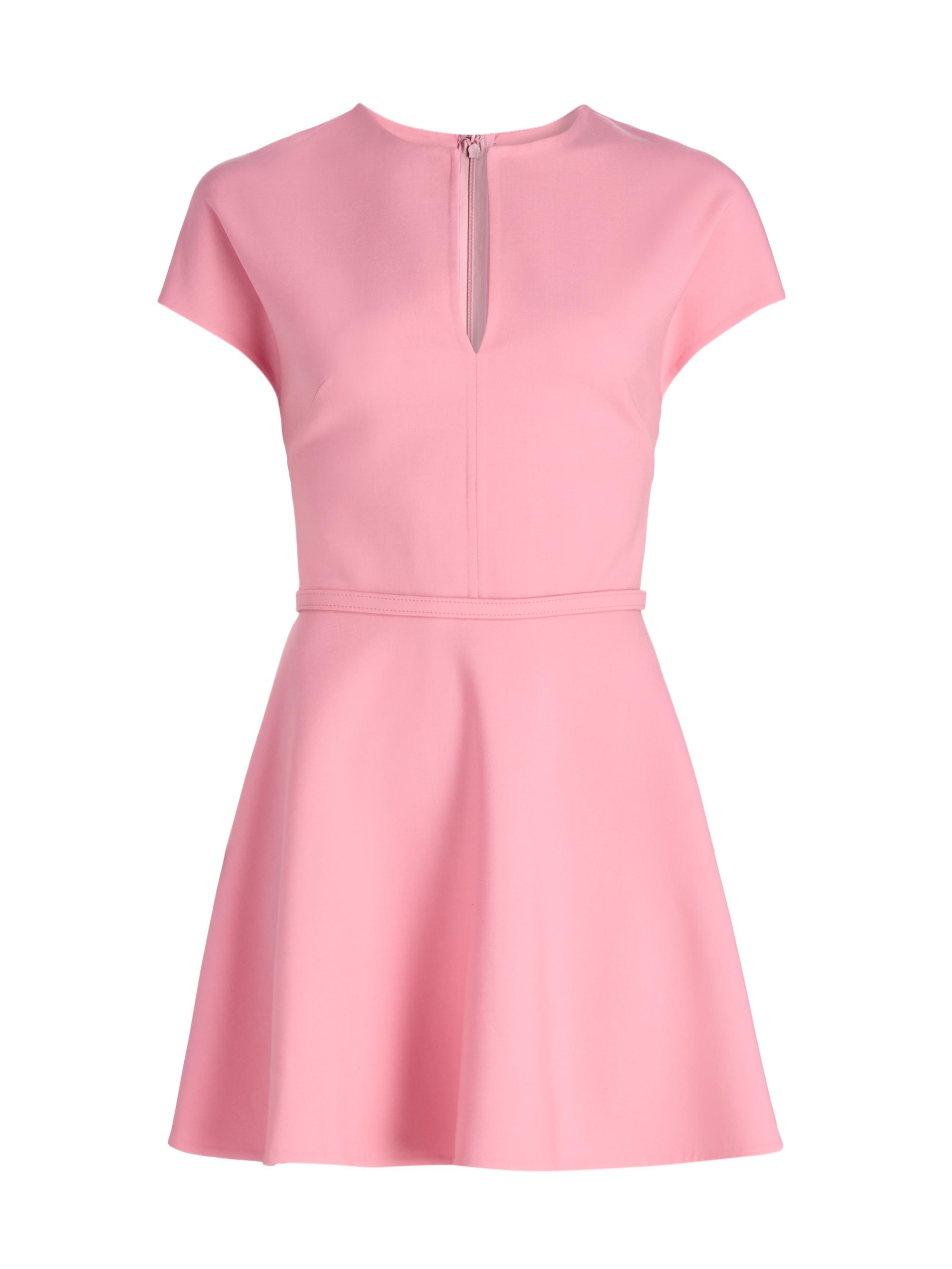 Oscar de la Renta Women's Stretch-Wool Split Neck Minidress - Petal
