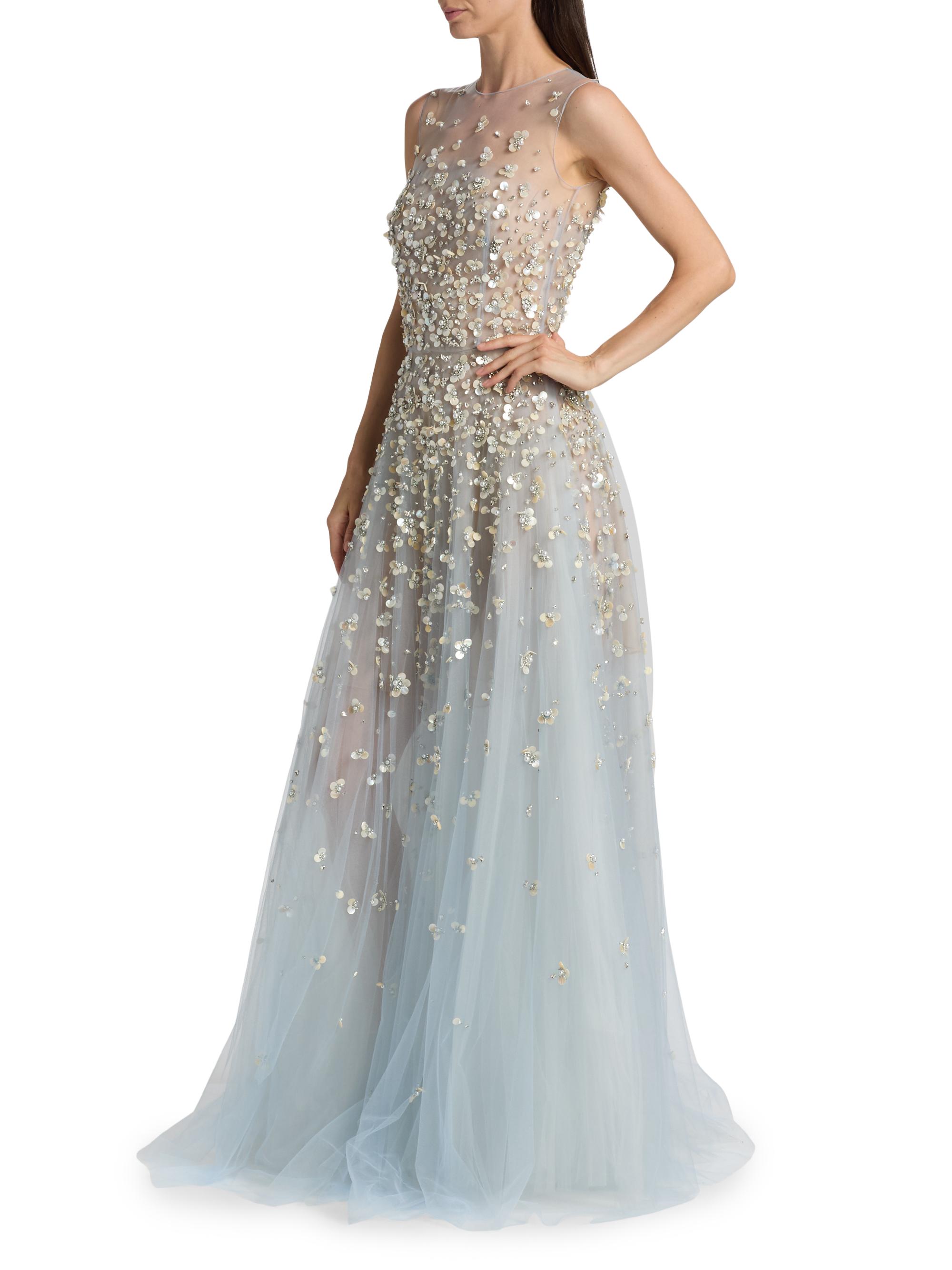 sachin and babi light blue dress Gucci Runway Embroidered Tulle Blue Sequin Dress IT42 US4-6 For Sale at  1stDibs