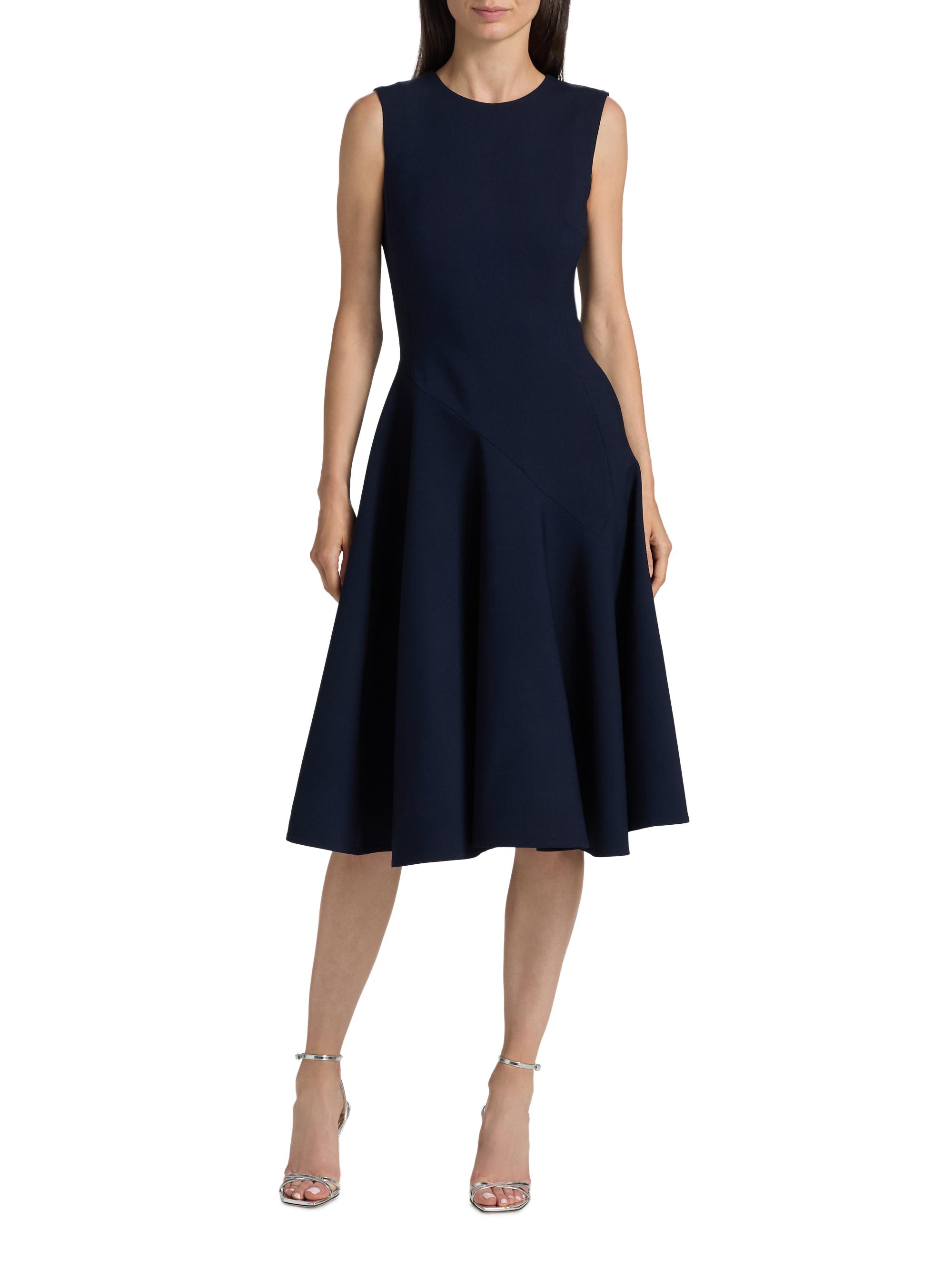 kaz wool-blend layered midi-dress Oscar de la Renta Crystal-Embellished Flower Belted Outline