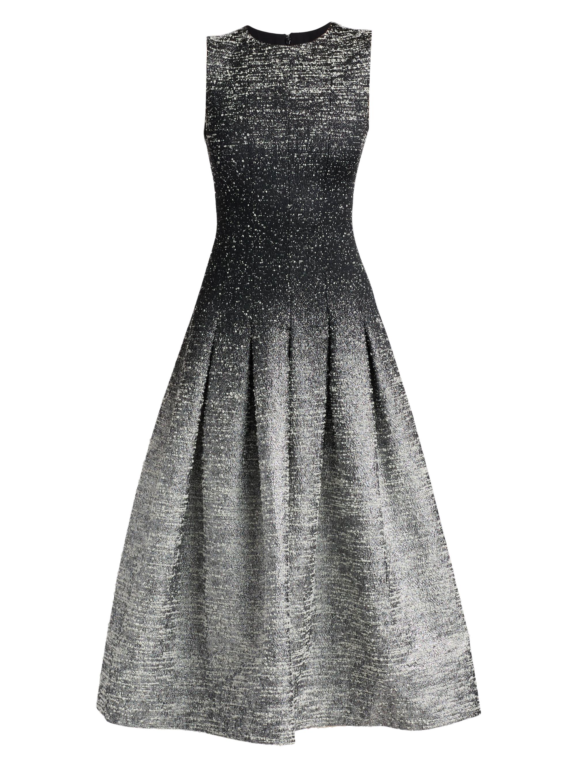 Oscar de la Renta Women's Ombré Bouclé A-Line Cocktail Dress - Black