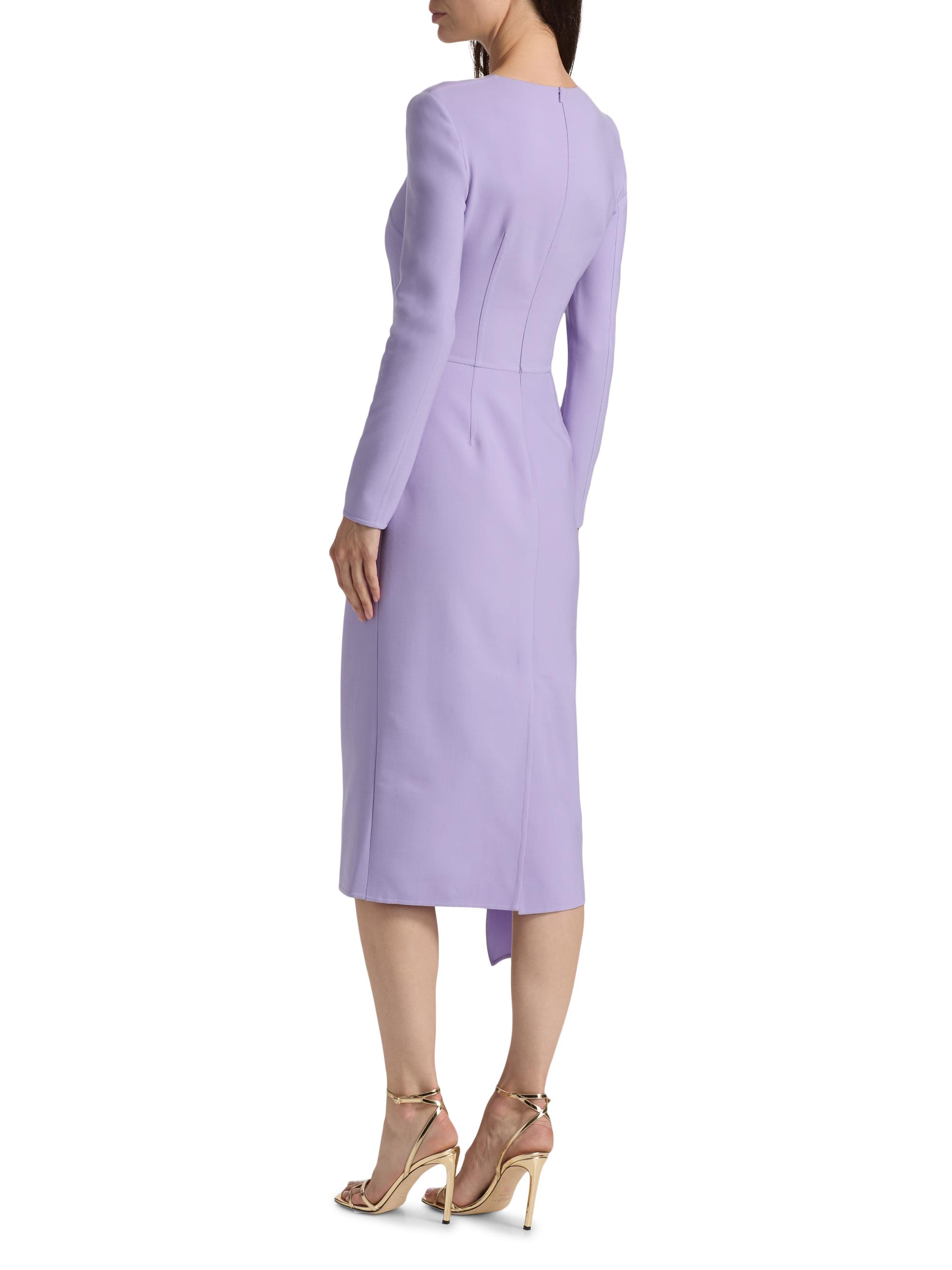 Oscar de la Renta Asymmetric Draped Wool-Blend Cocktail Dress