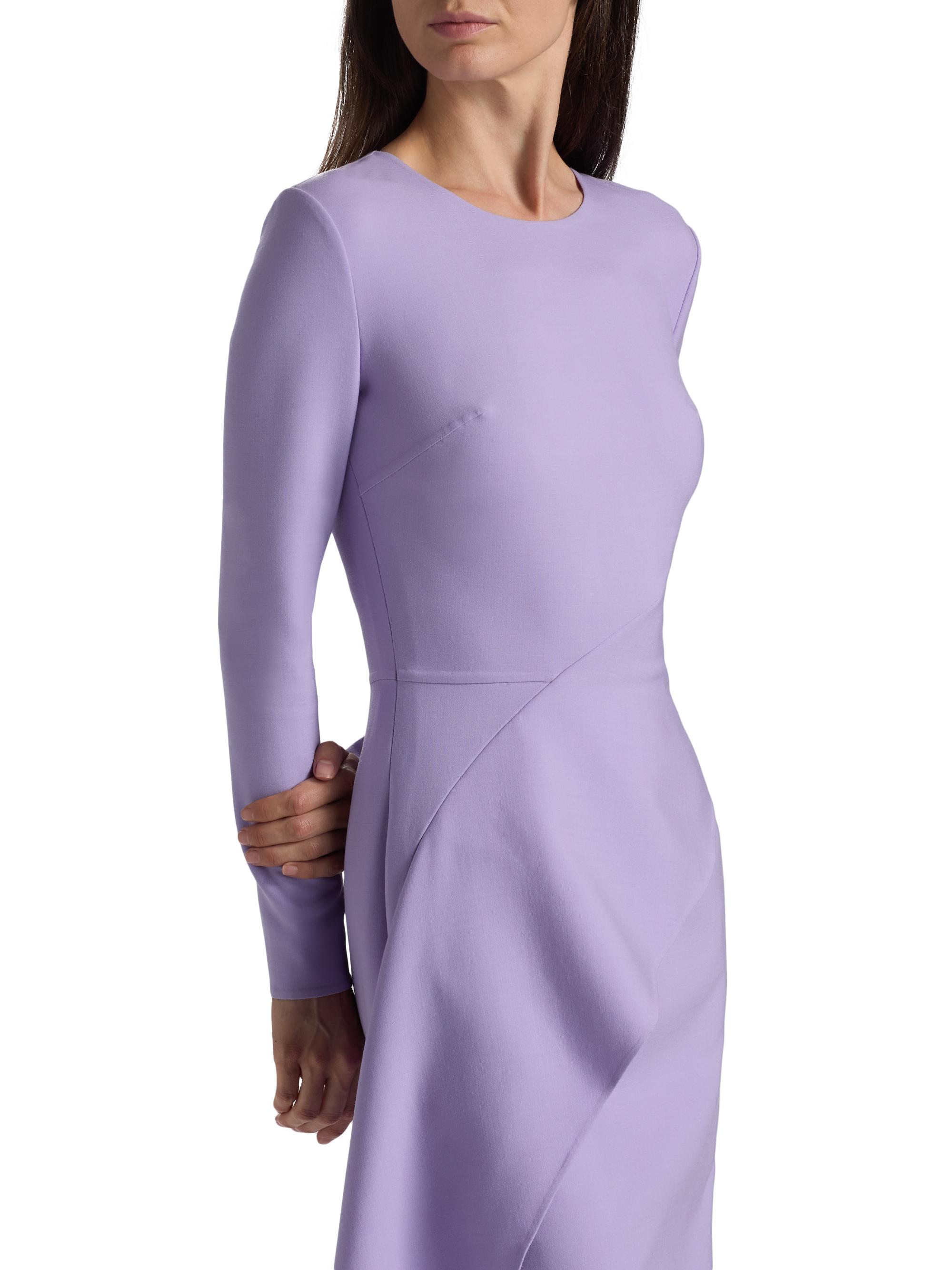 Oscar de la Renta Asymmetric Draped Wool-Blend Cocktail Dress