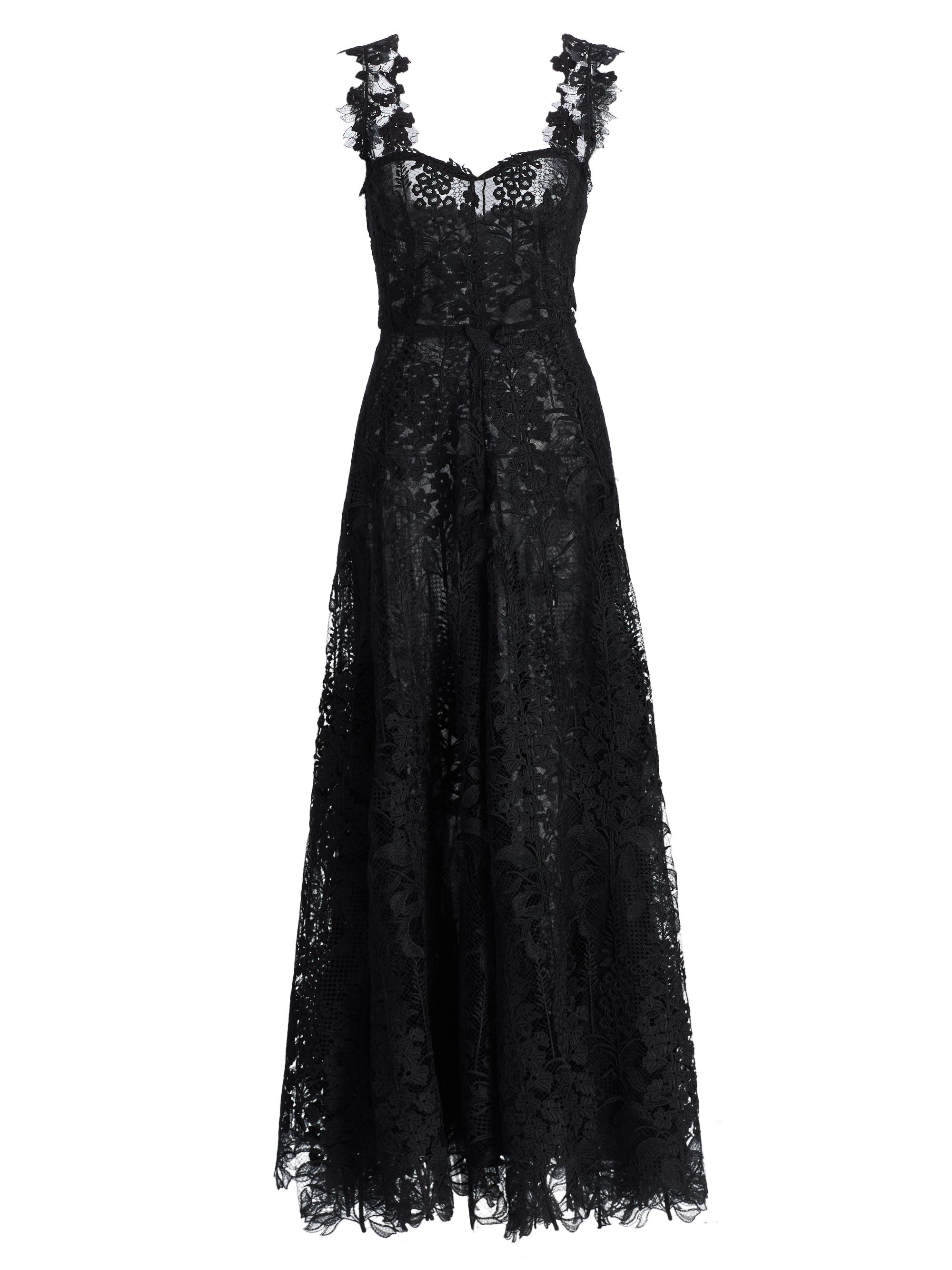 Oscar de la Renta Women's Foxgloves Guipure Lace Gown - Black
