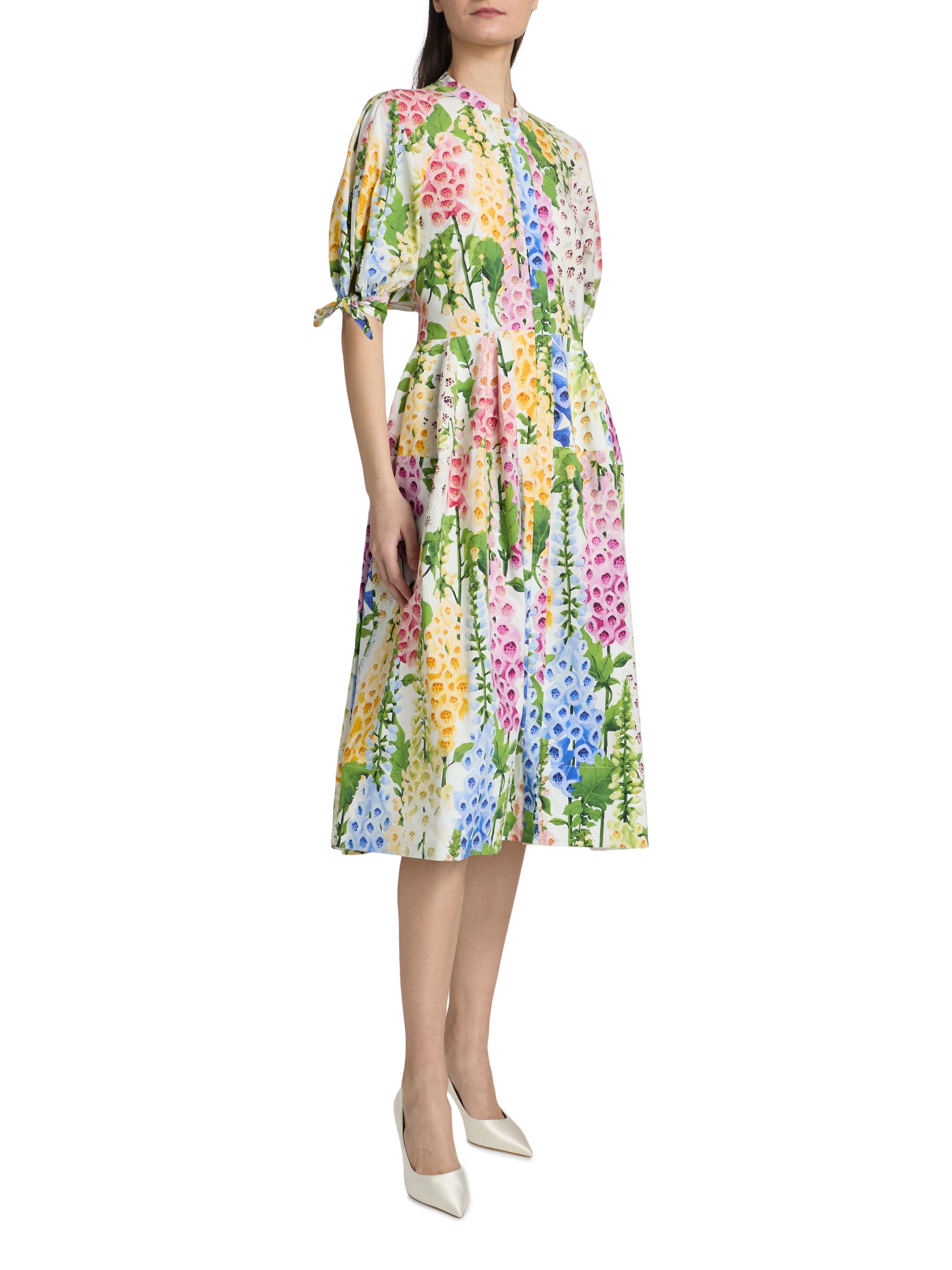 floral stretch cotton midi dress Floral Stretch Cotton Midi Dress