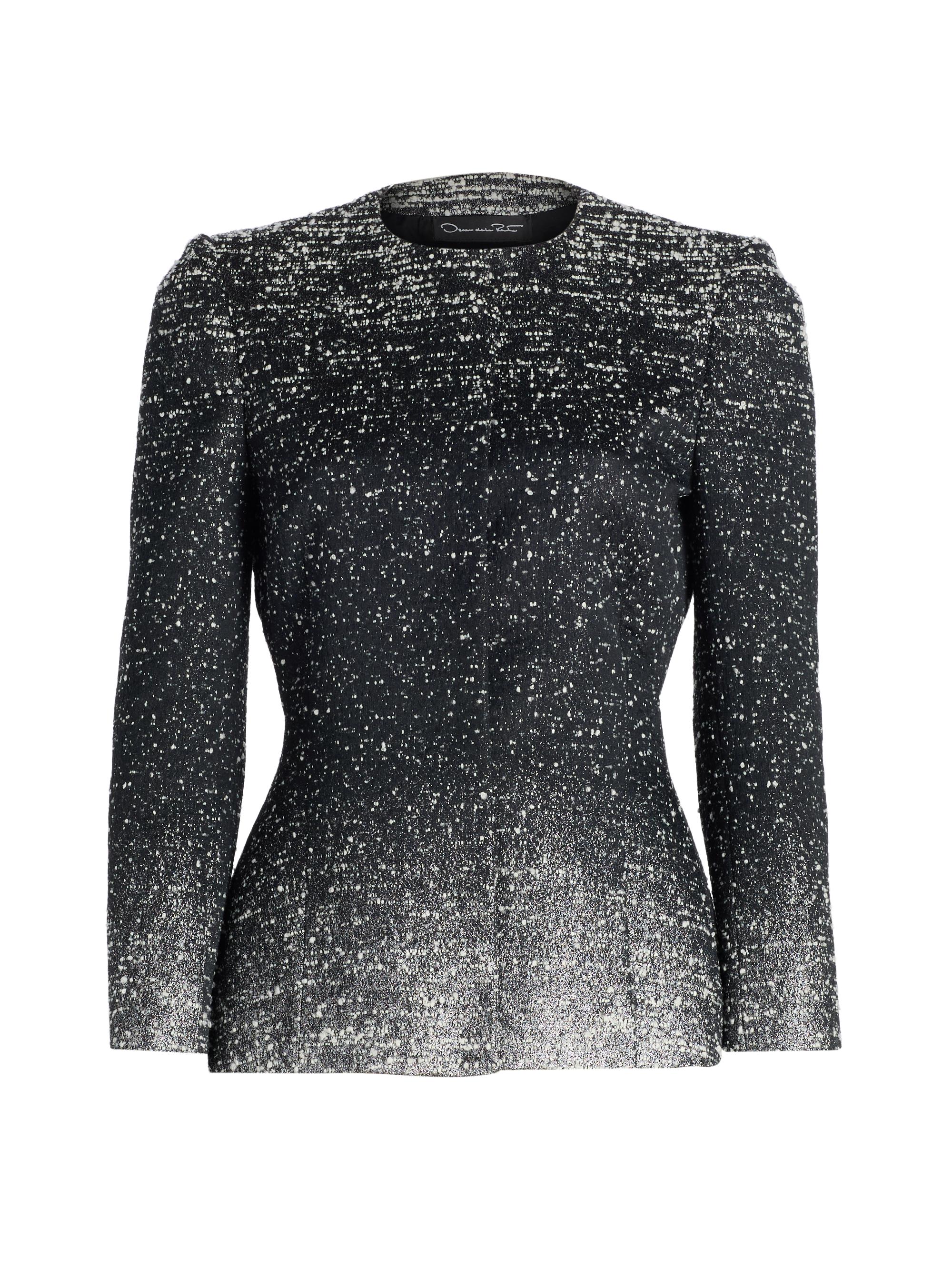 Oscar de la Renta Women's Metallic Ombré Bouclé Knit Jacket - Black