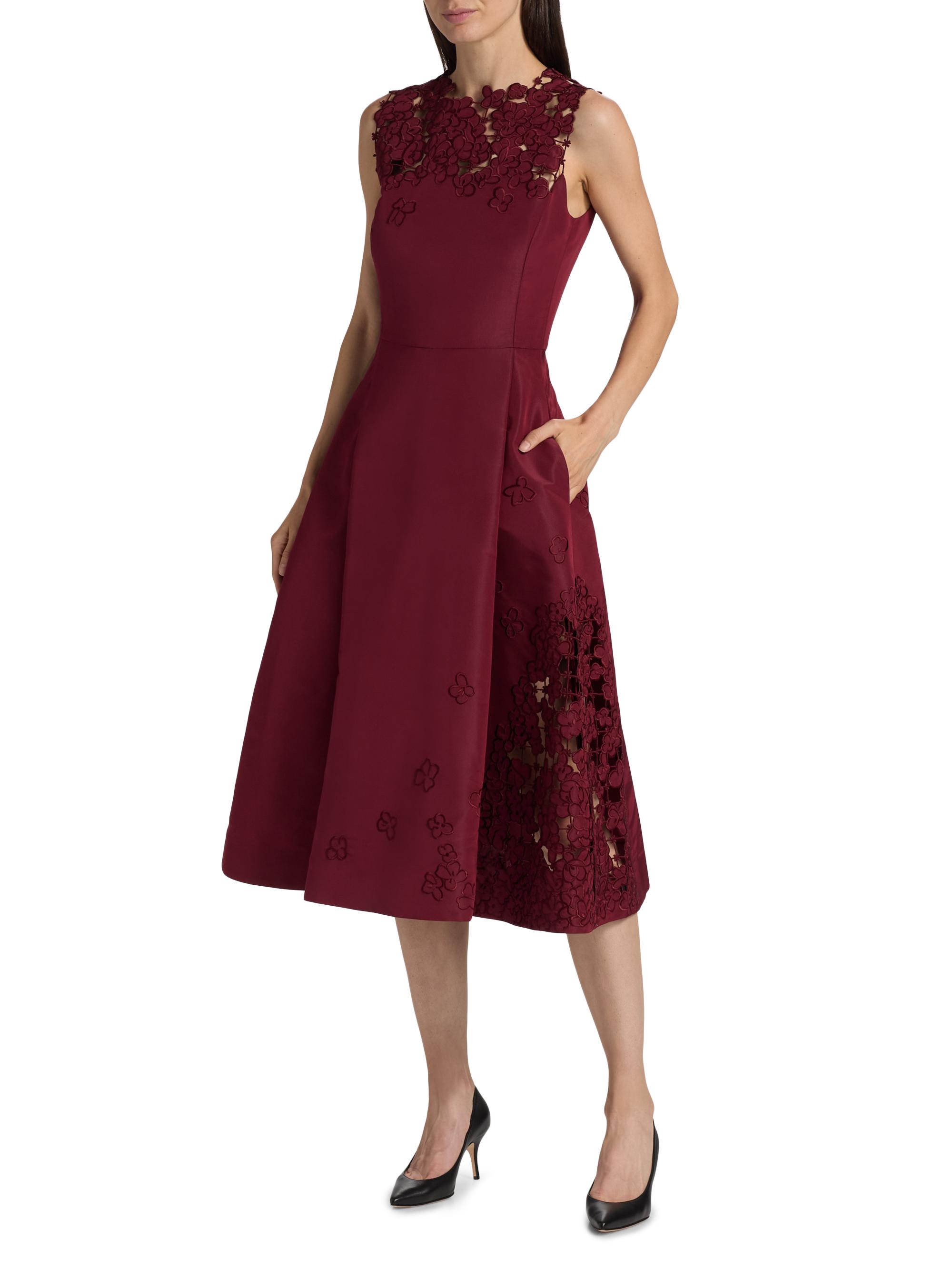 Oscar de la Renta Cut-Out Floral-Embroidered Silk Cocktail Dress | Saks  Fifth Avenue