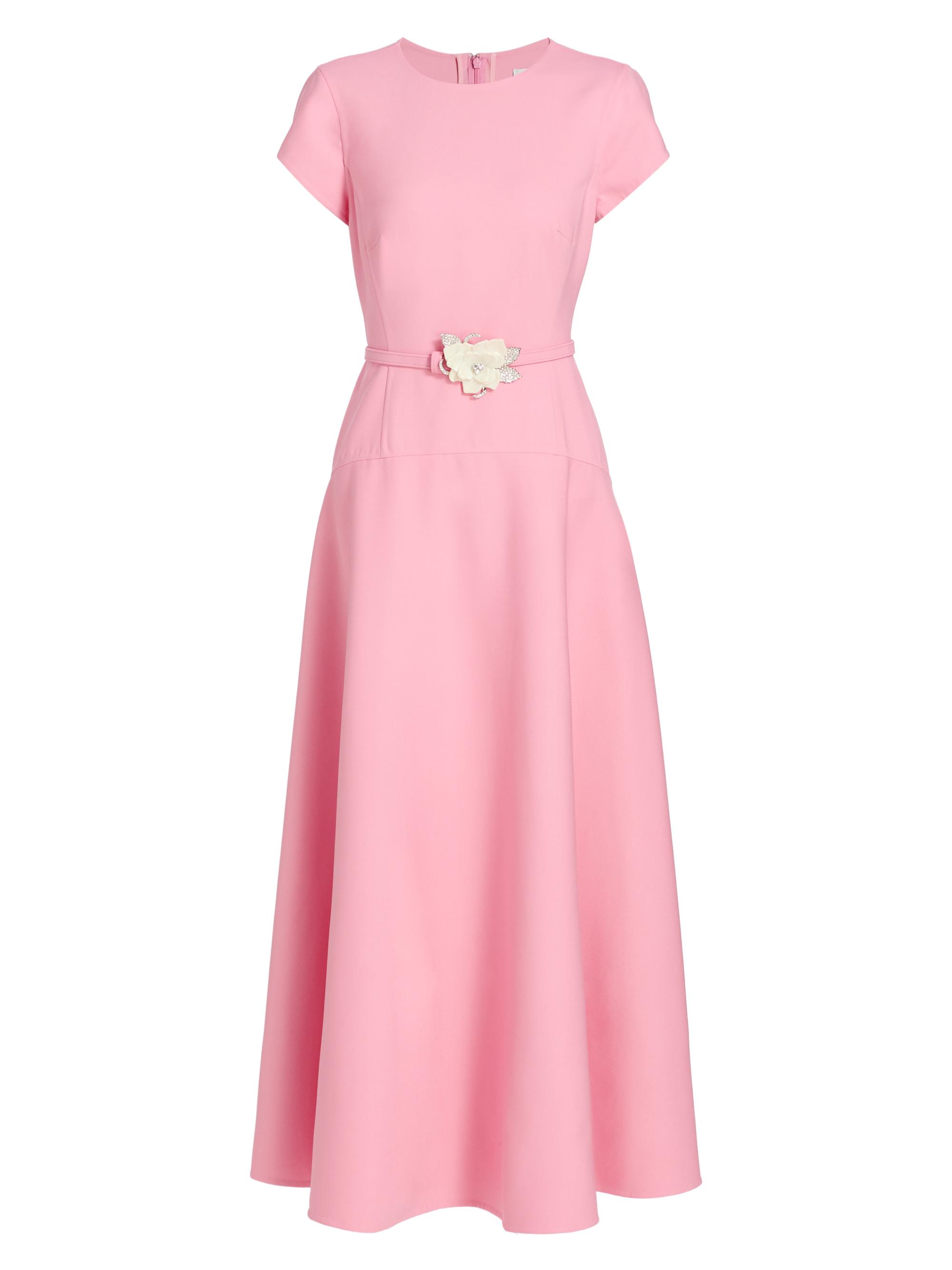 Oscar de la Renta Women's Belted Wool-Blend Midi-Dress - Petal