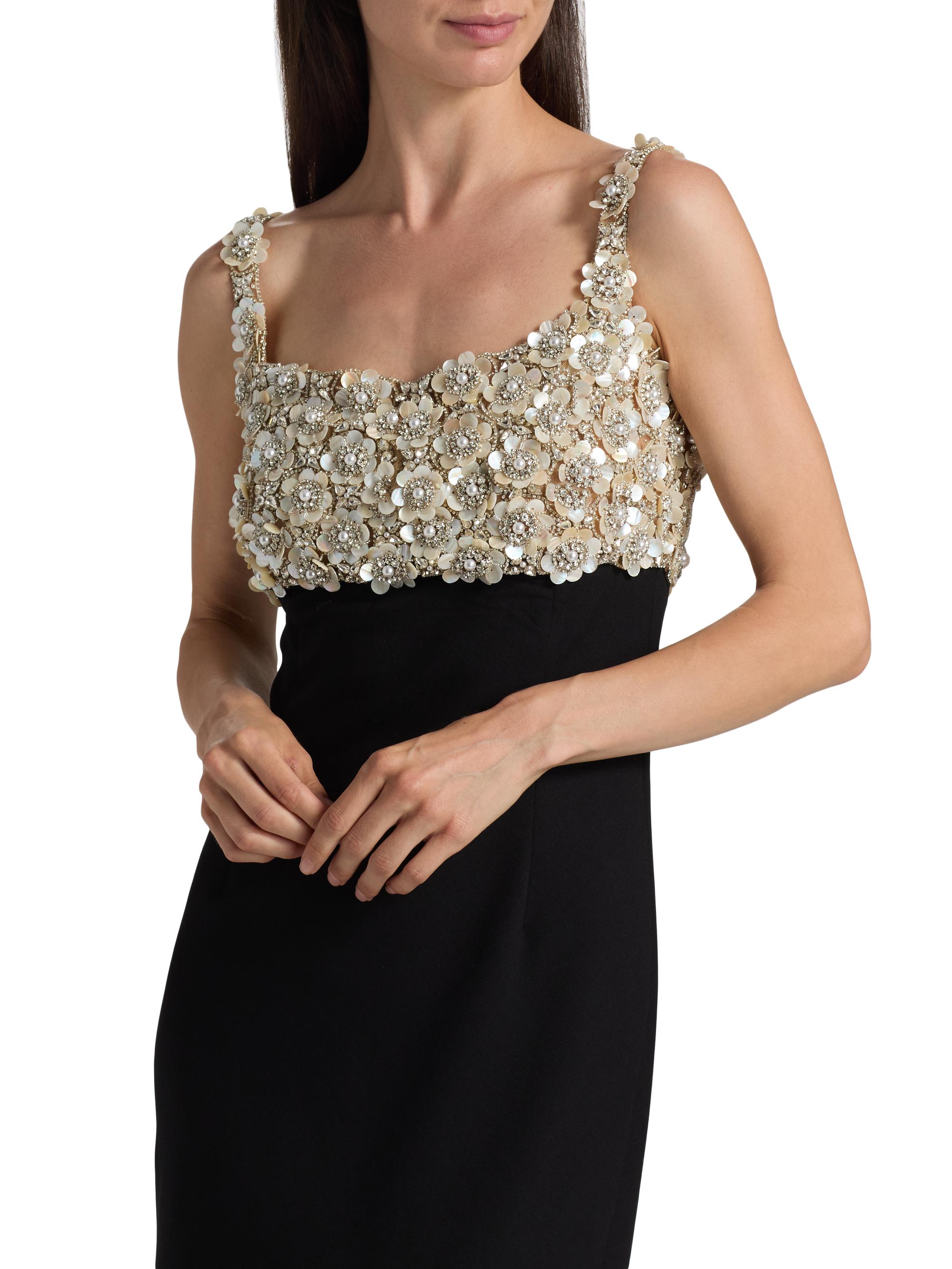 pearl embroidered dress Pearl Embroidered Cocktail Dress 4 / Creme main image 1