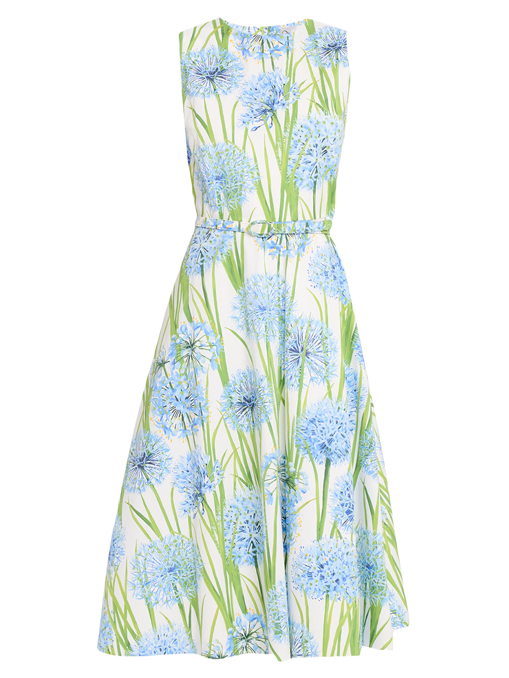Oscar de la Renta Women's Alliums Floral Poplin Sleeveless A-Line Dress - Blue White