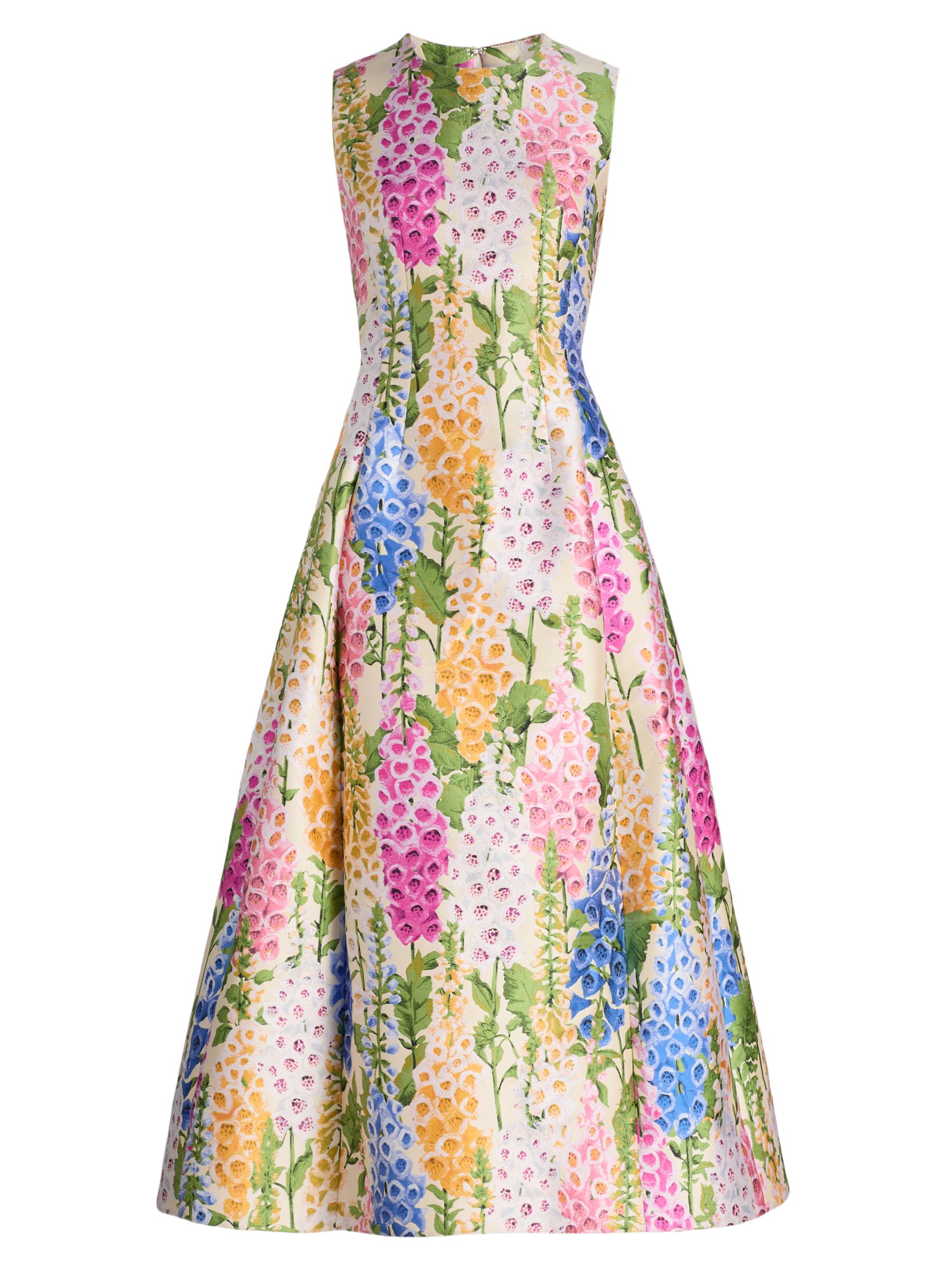 Oscar de la Renta Short-Sleeve Jacquard Acorn Dress | Saks Fifth