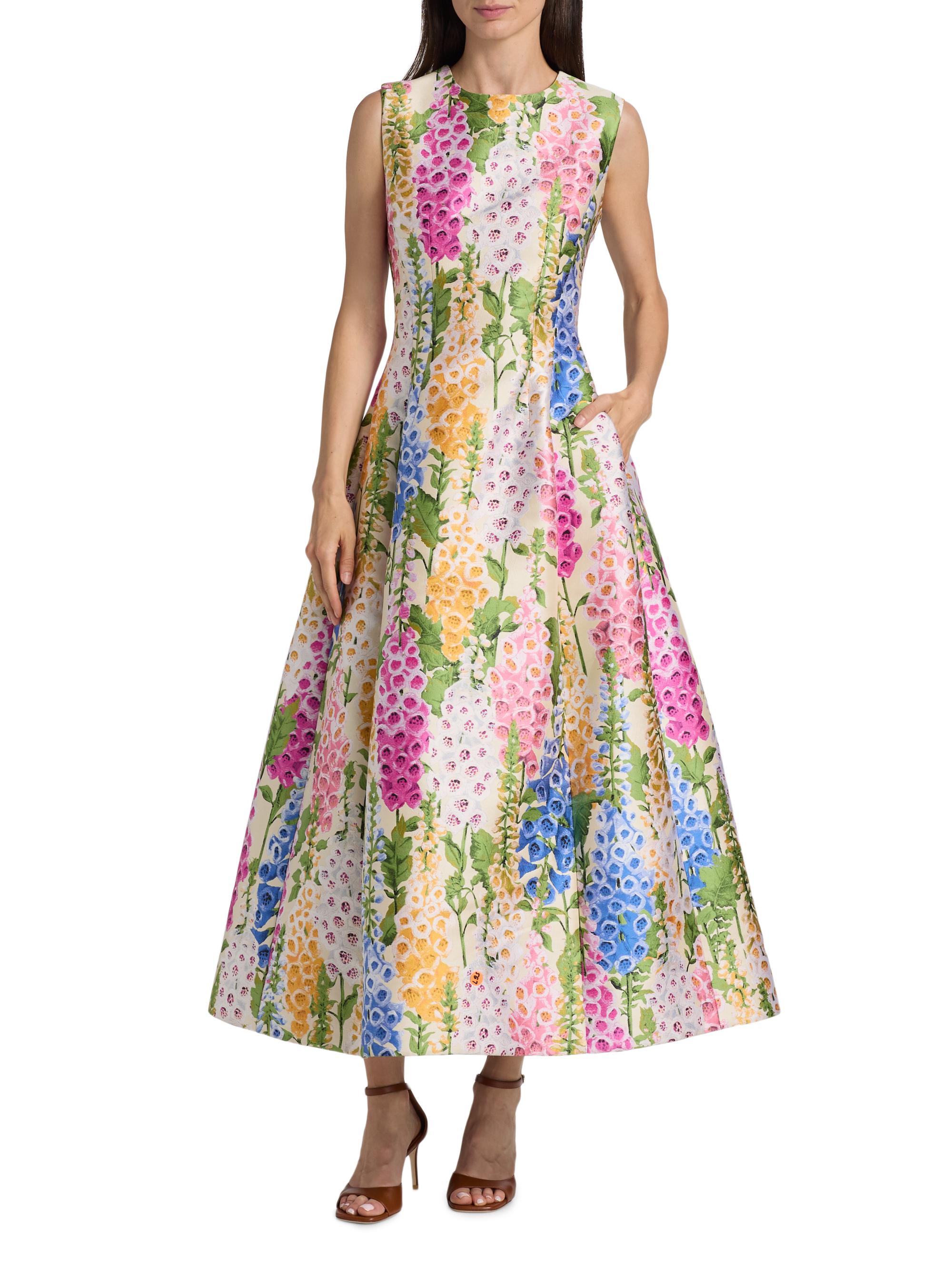 Oscar de la Renta Foxgloves Jacquard A-Line Cocktail Dress | Saks