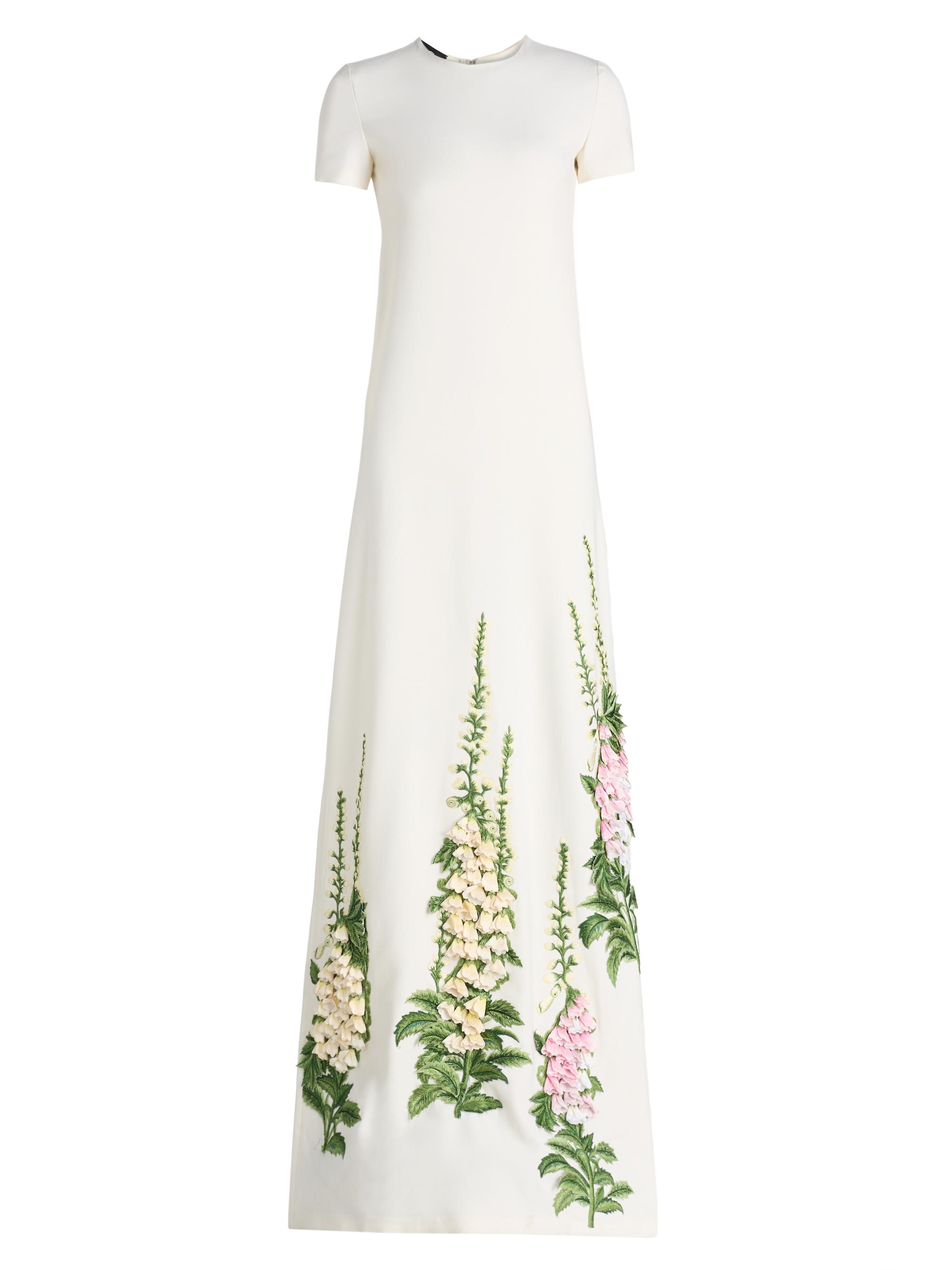 Oscar de la Renta Women's Foxglove-Embroidered Caftan -