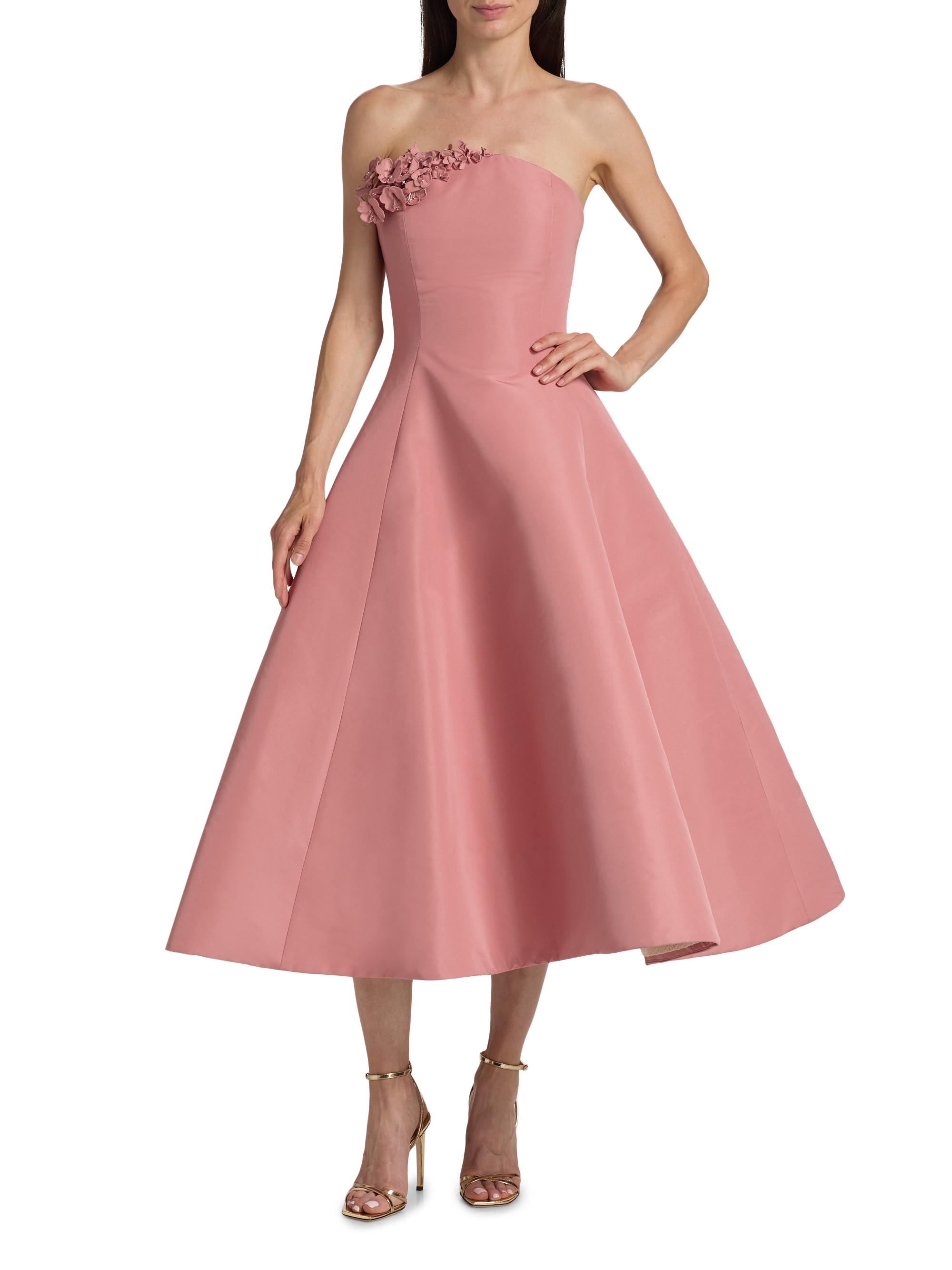 celine appliqu strapless cocktail dress CELINE Strapless Overlay Bandeau Mini Dress