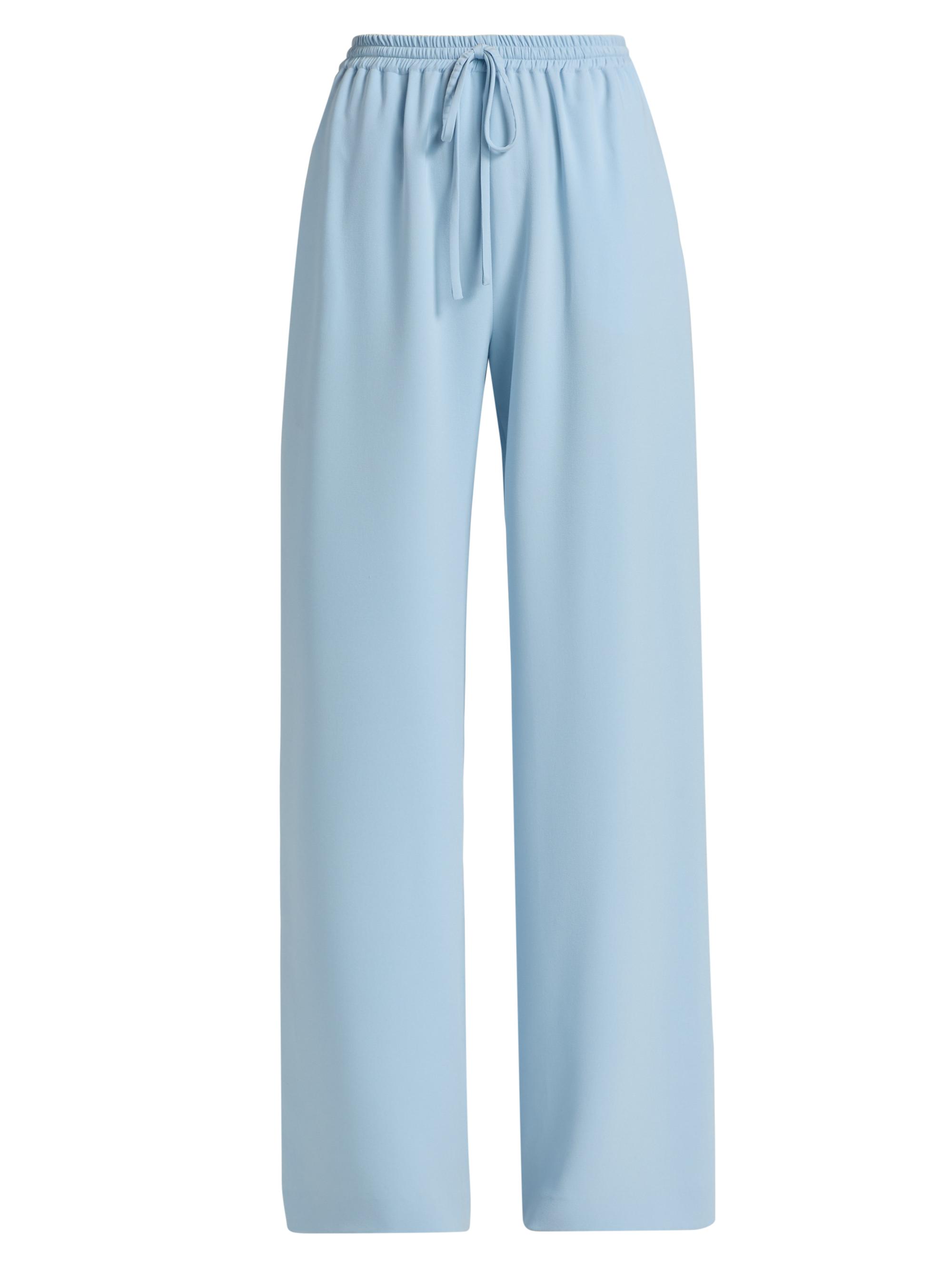 Oscar de la Renta Women's Silk Georgette Wide-Leg Drawstring Pants - Sky