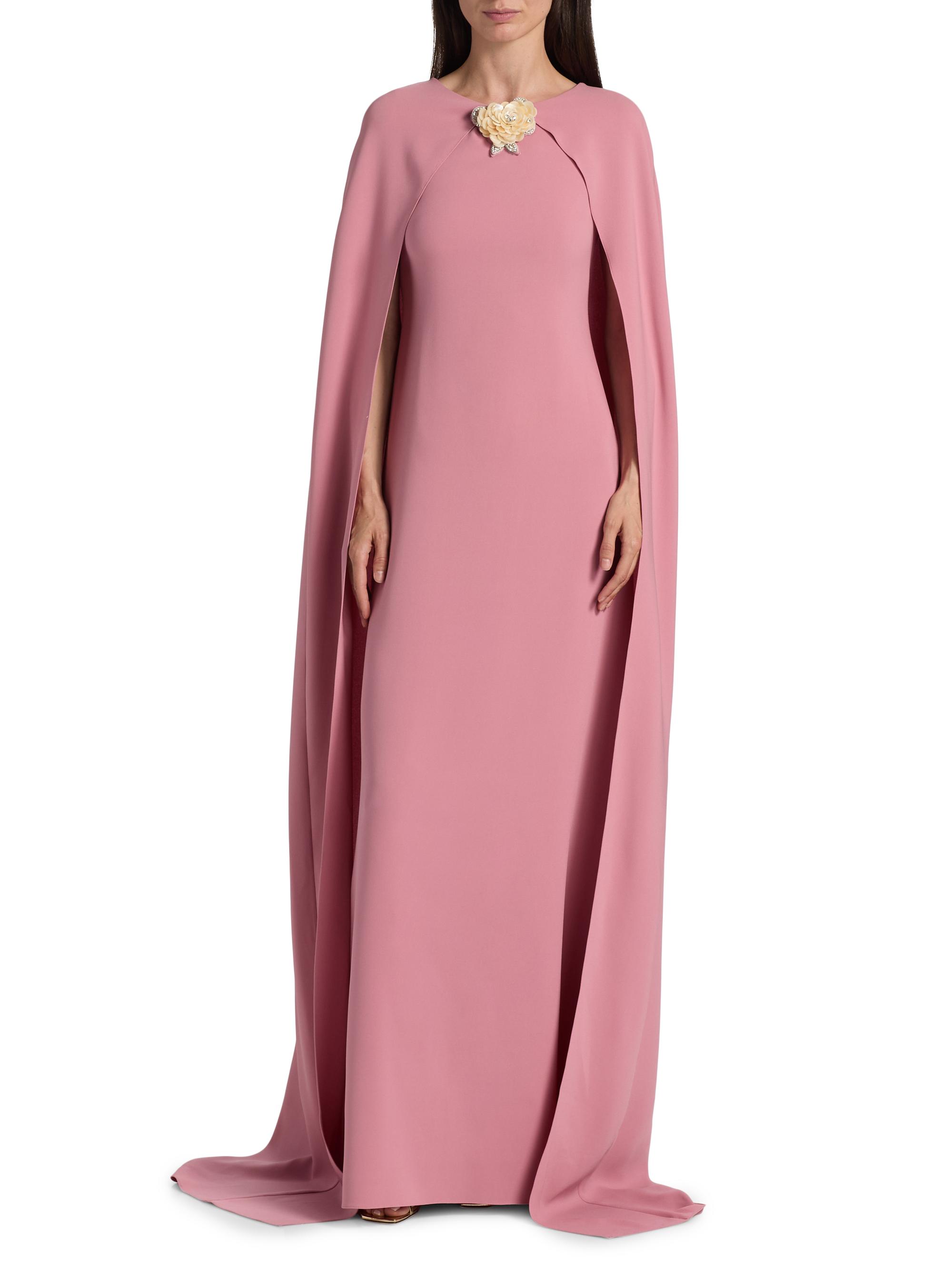 Oscar de La Renta | Brooch Embroidered Cape-Back Caftan | M