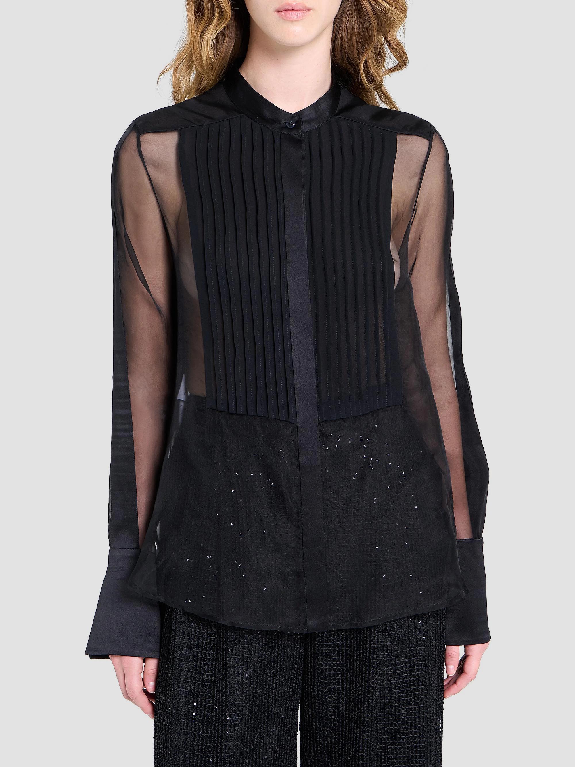 TWP Peyton Sheer Silk Pleated Bib Shirt | Saks Fifth Avenue