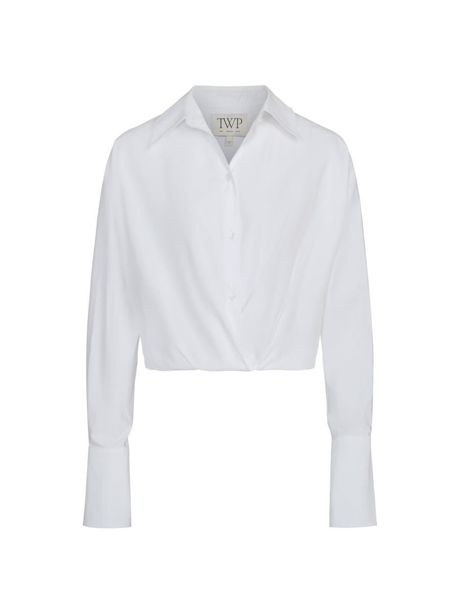 Twp Women's Taken Cotton Wrap Shirt In White